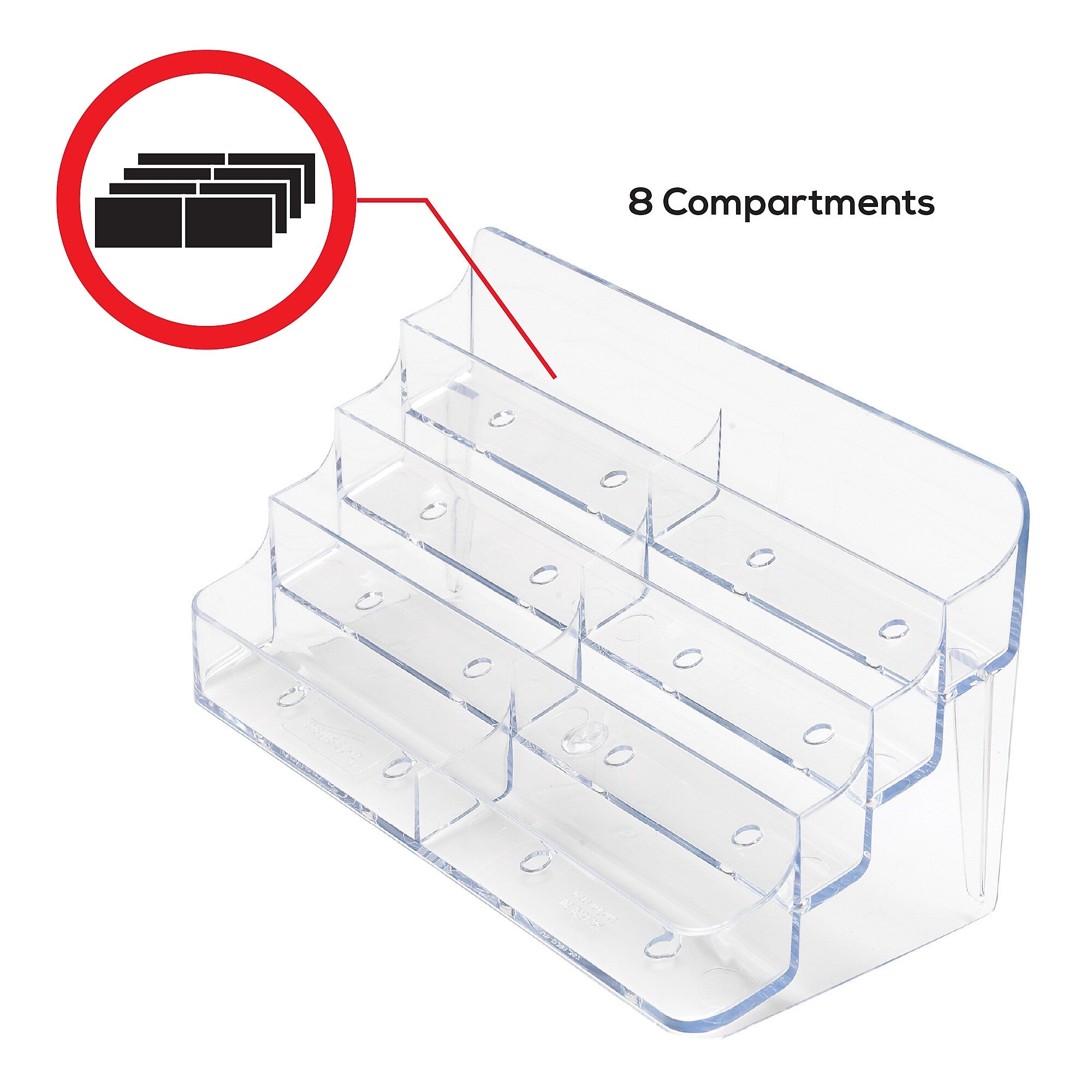 Deflecto 8-Compartment Business Card Desktop Holder, 400-Card Capacity, Clear