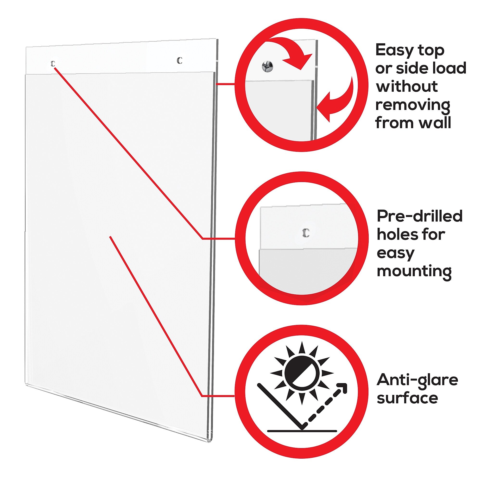 Deflecto Anti-Glare Wall Mount Sign Holder, 8.5