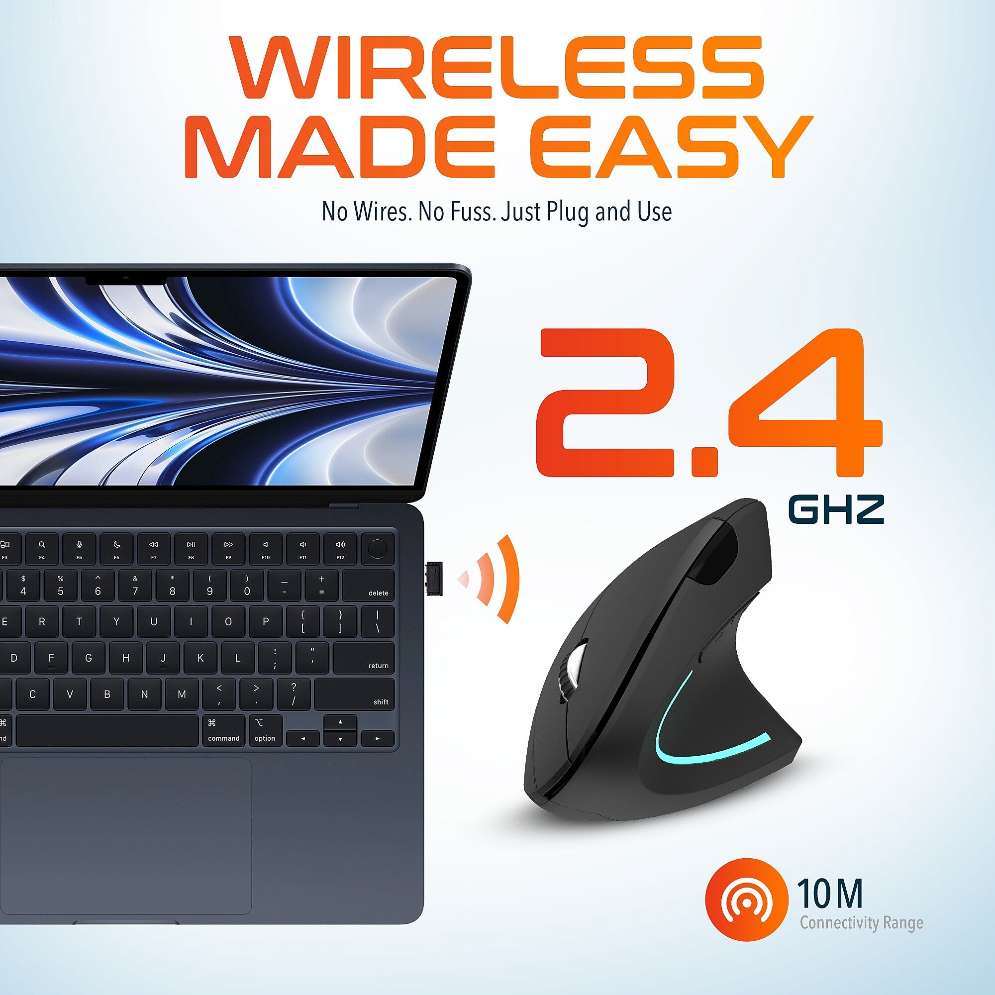 Delton 12 Series Ergonomic Wireless Optical Mouse, Black