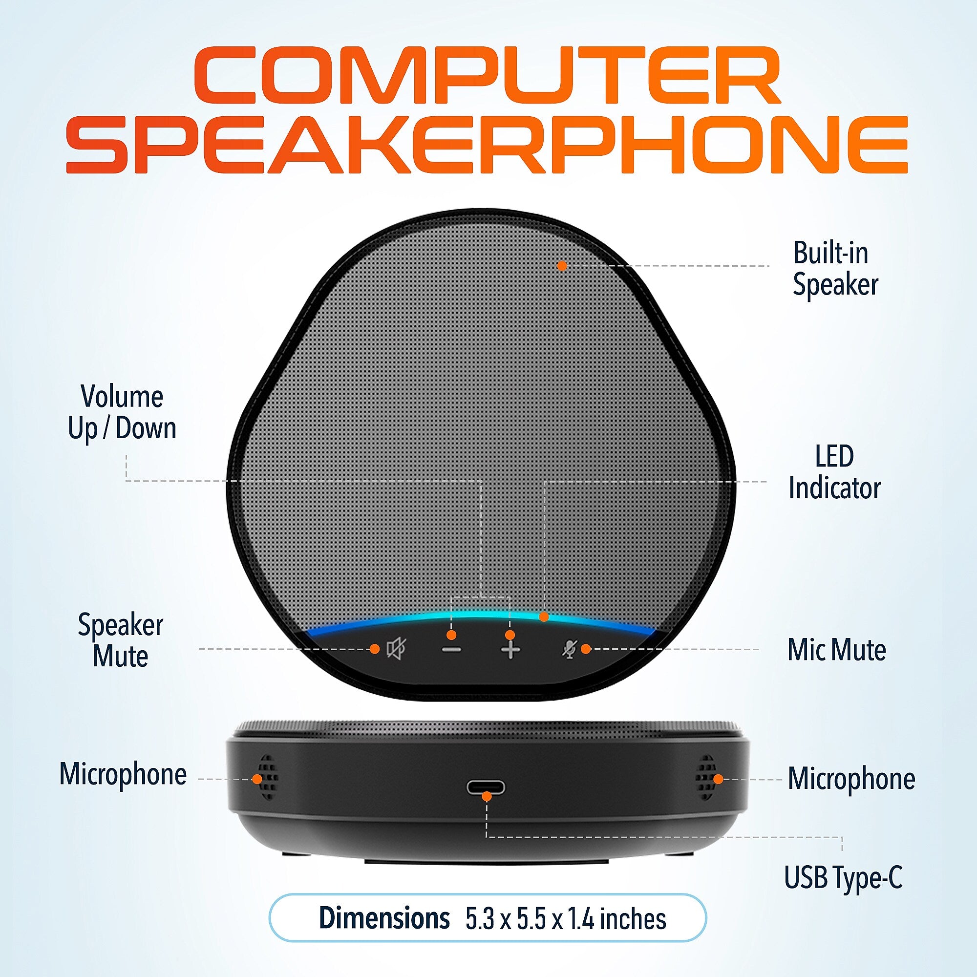 Delton C3900 Noise-Reducing USB Conference Speaker Speakerphone, Black