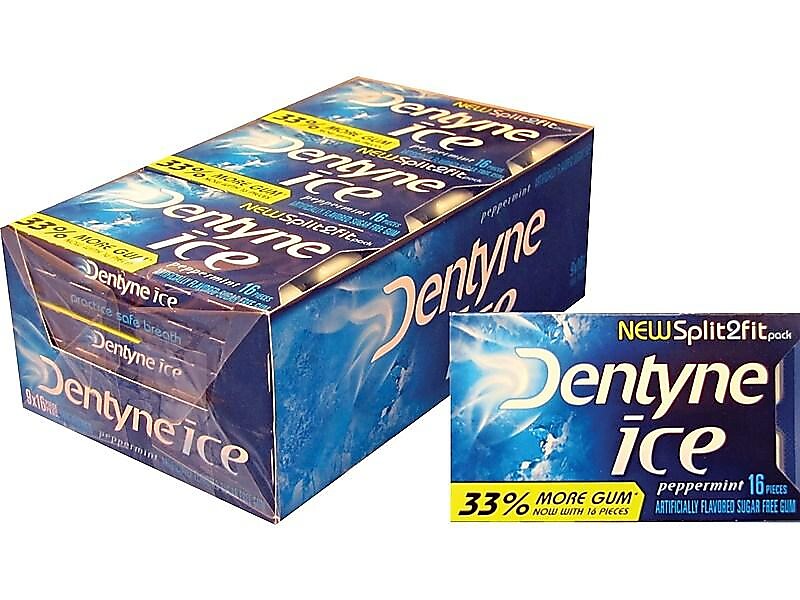 Dentyne Ice Sugar Free Gum, Peppermint, 16 Pieces/Pack, 9 Packs/Box