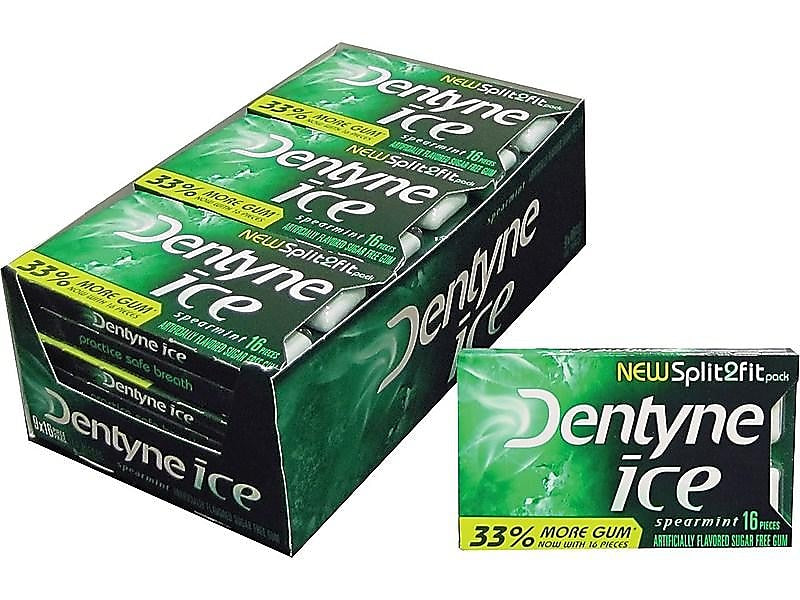 Dentyne Ice Sugar Free Gum, Spearmint, 9/Box