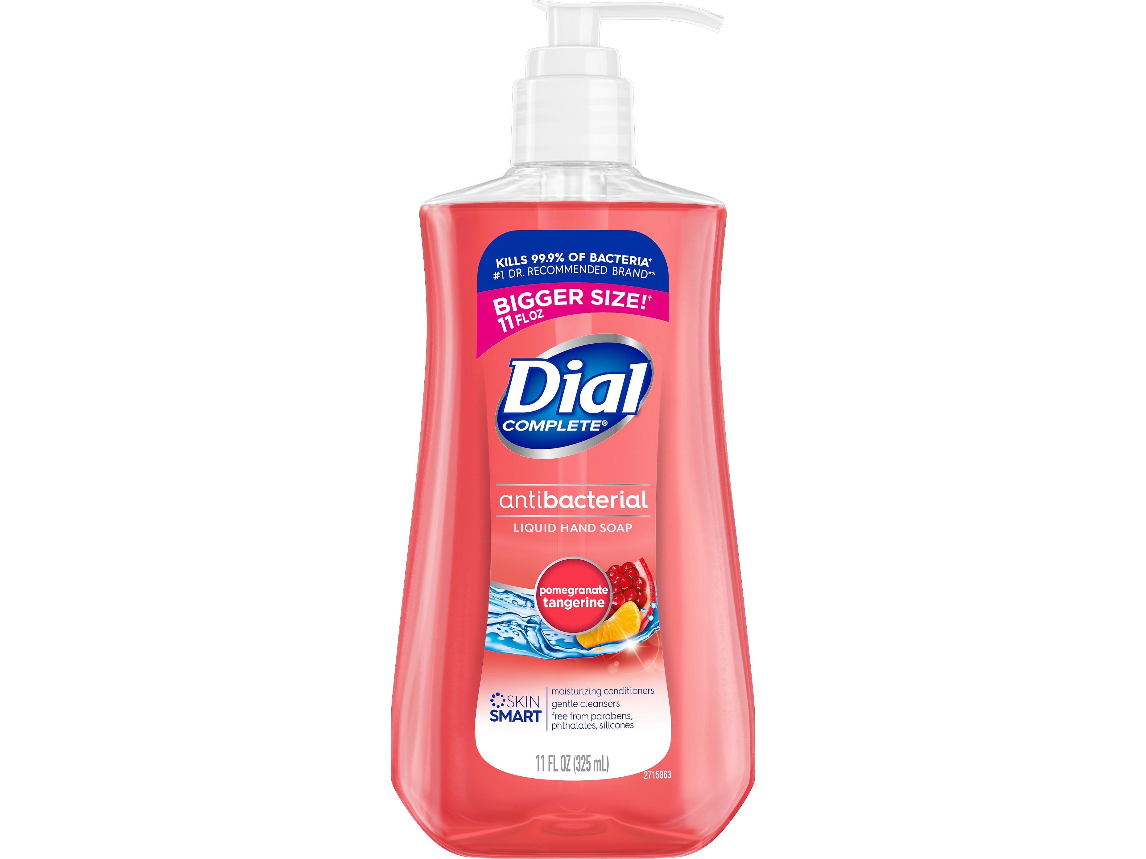 Dial Complete Antibacterial Liquid Hand Soap, Pomegranate Tangerine Scent, 11 Fl. Oz.