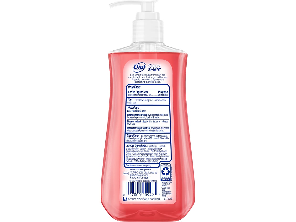 Dial Complete Antibacterial Liquid Hand Soap, Pomegranate Tangerine Scent, 11 Fl. Oz.