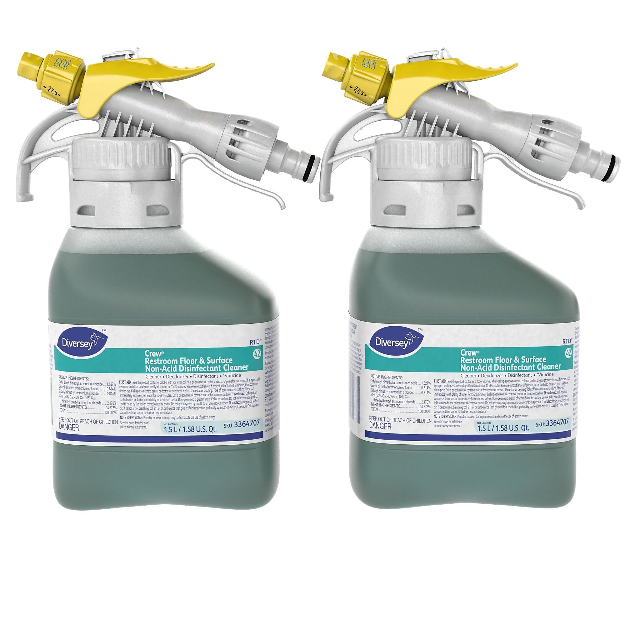 Diversey Crew 42 Disinfectant for Diversey RTD, Fresh Scent, 50.7 oz., 2/Carton