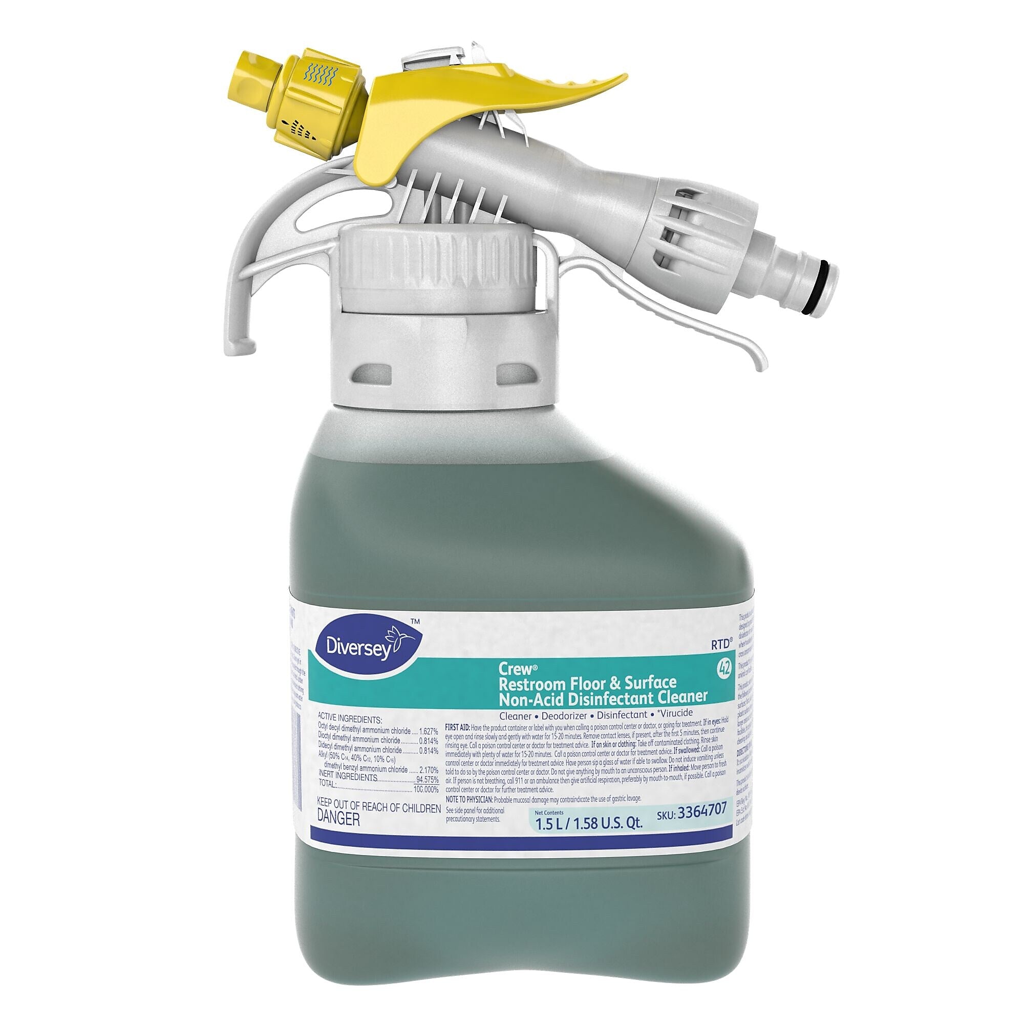 Diversey Crew 42 Disinfectant for Diversey RTD, Fresh Scent, 50.7 oz., 2/Carton