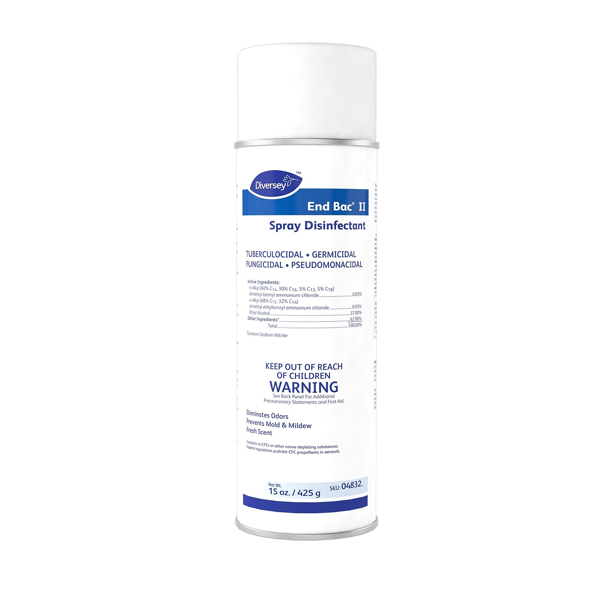 Diversey End Bac II Cleaner Disinfectant, Fresh Scent, 15 oz., 12/Carton