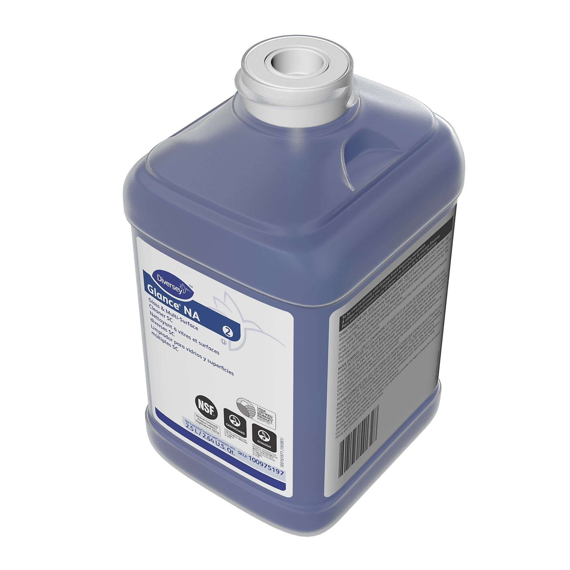 Diversey Glance NA Glass & Multi-Surface Cleaner for J-Fill, Refill, 2.5L, 2/Carton
