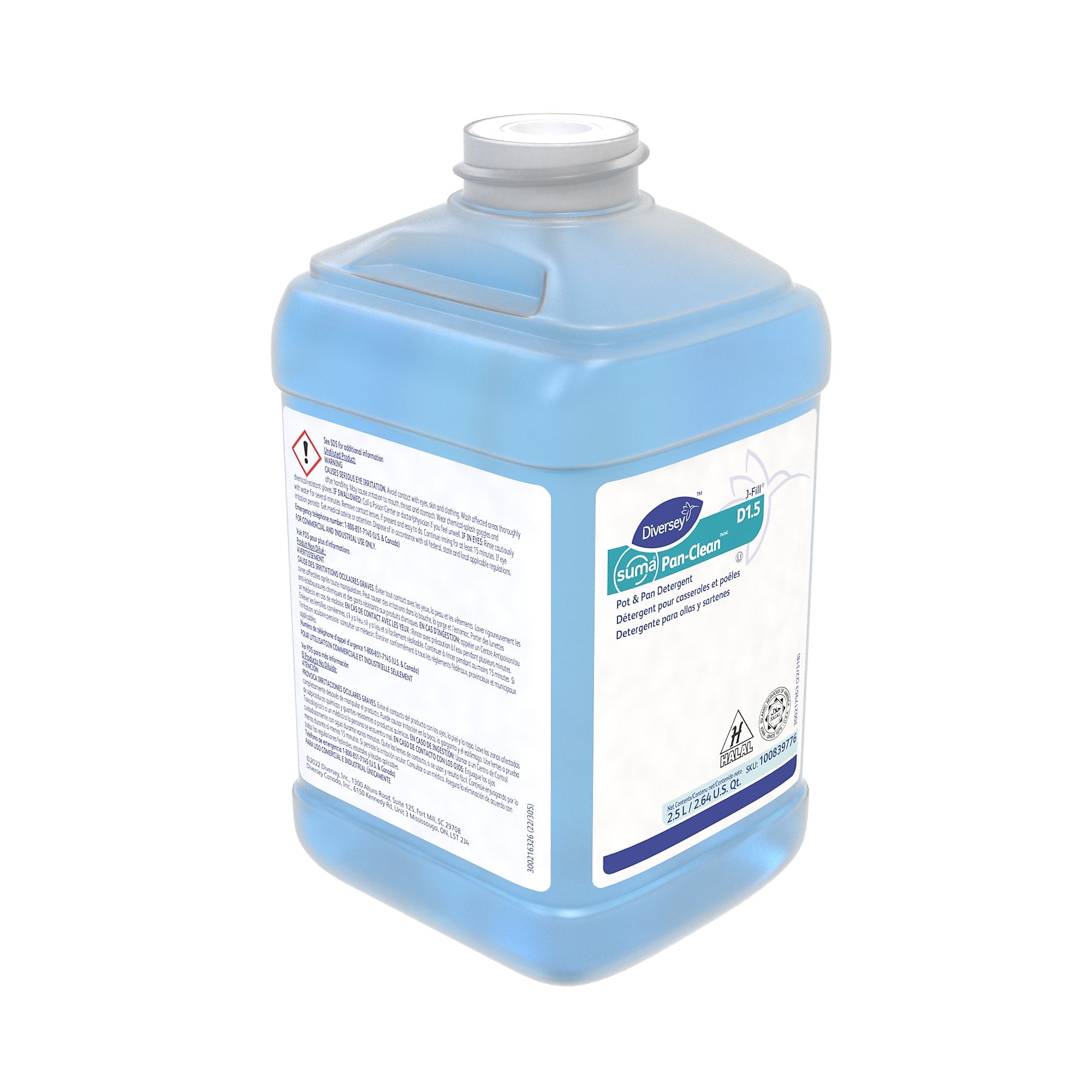 Diversey SUMA Pan-Clean D1.5 Detergent for Diversey J-Fill, Floral Woody Scent, 84.5 oz., 2/Carton