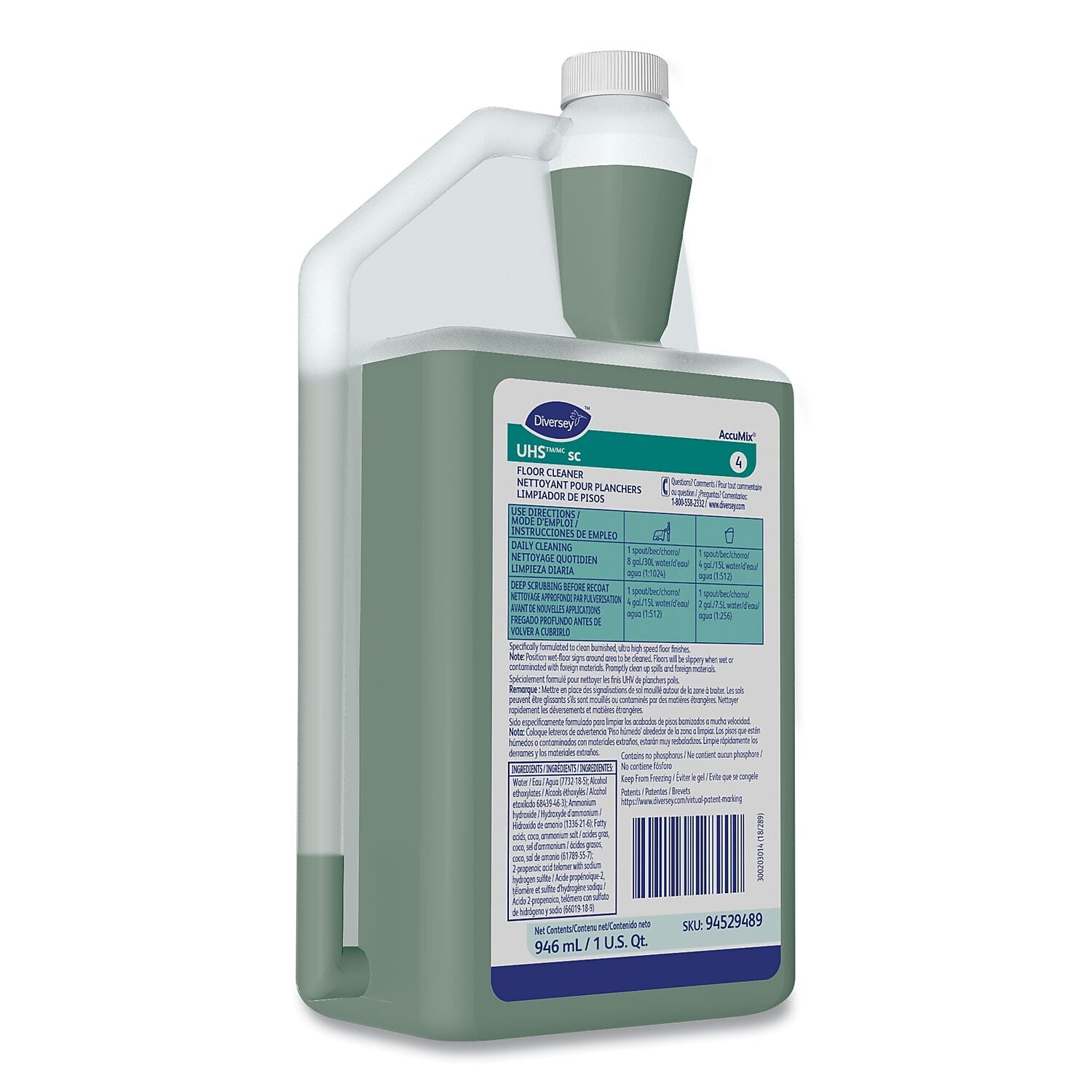 Diversey UHS Floor Cleaner Degreaser, 32 oz., 6/Carton
