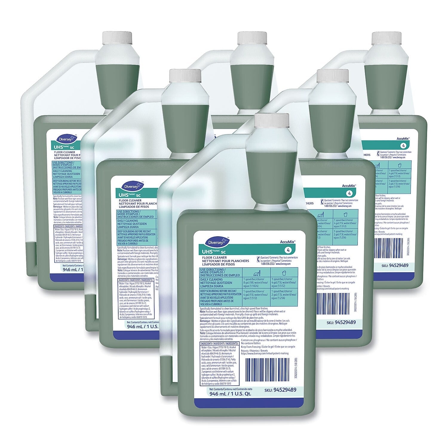 Diversey UHS Floor Cleaner Degreaser, 32 oz., 6/Carton