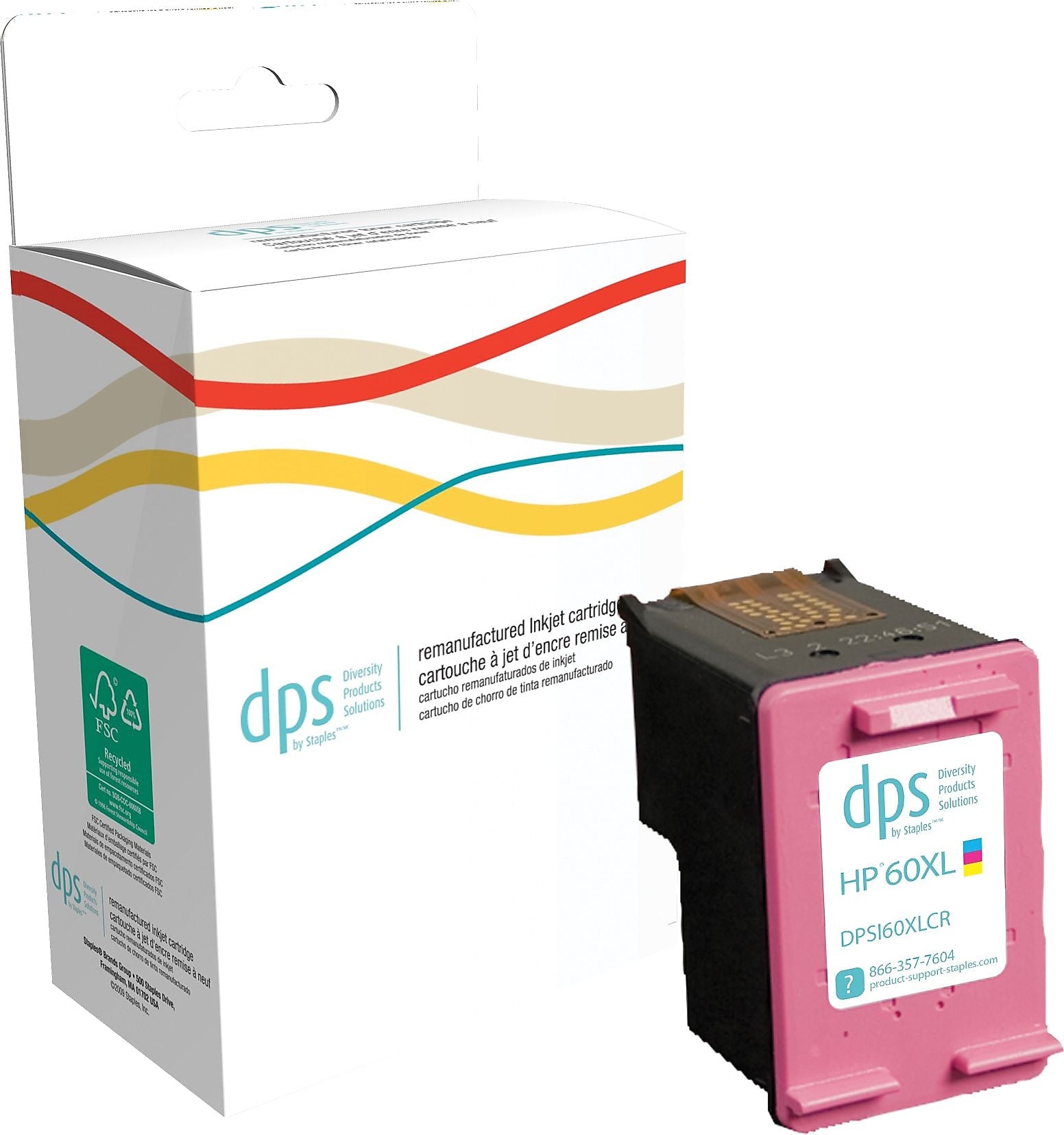Diversity Products Solutions by Staples Remanufactured Tri-Color High Yield Ink Cartridge Replacement for HP 60XL