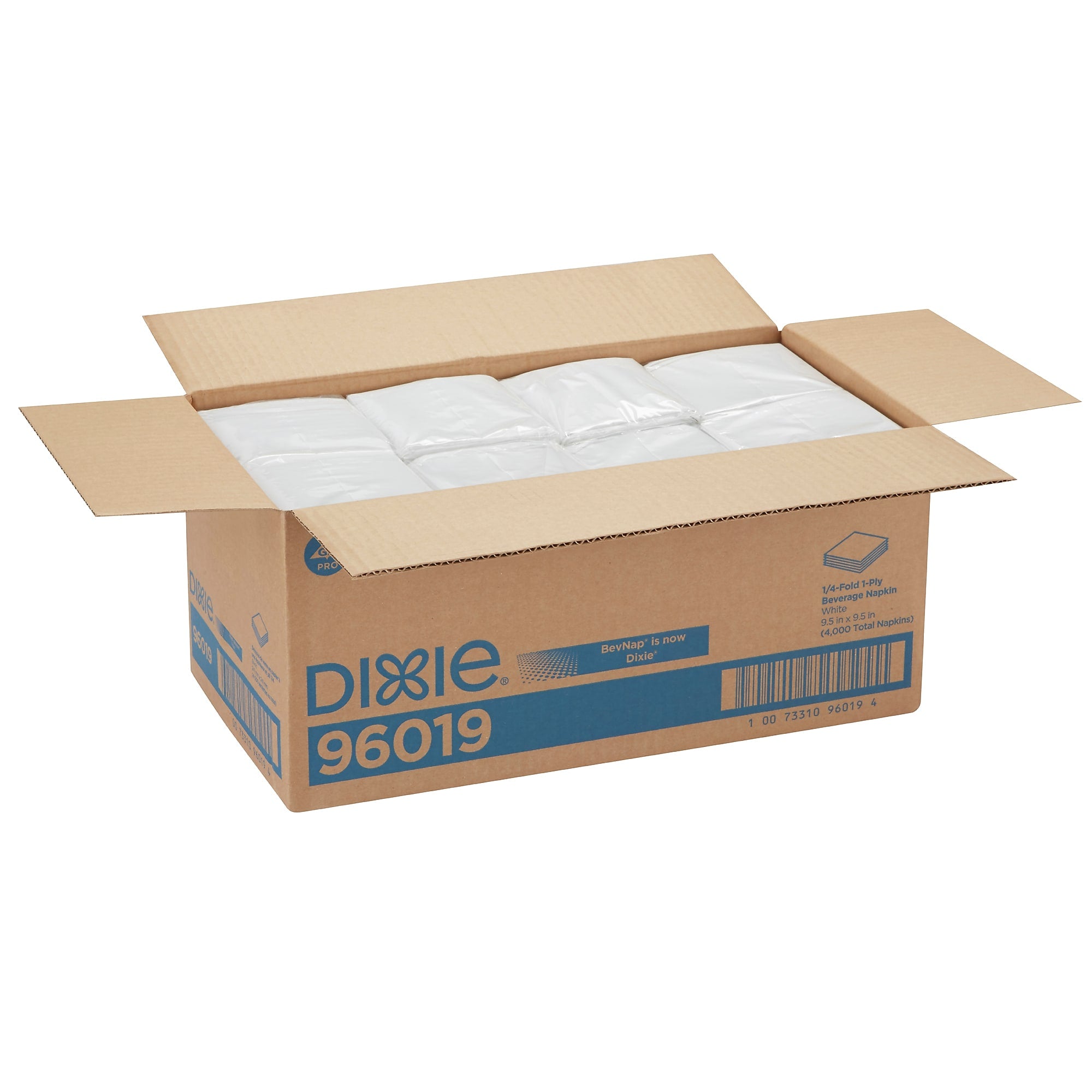 Dixie 1/4-Fold 1-Ply Beverage Napkin by GP PRO, White, 500 Napkins/Pack, 8 Packs/Case