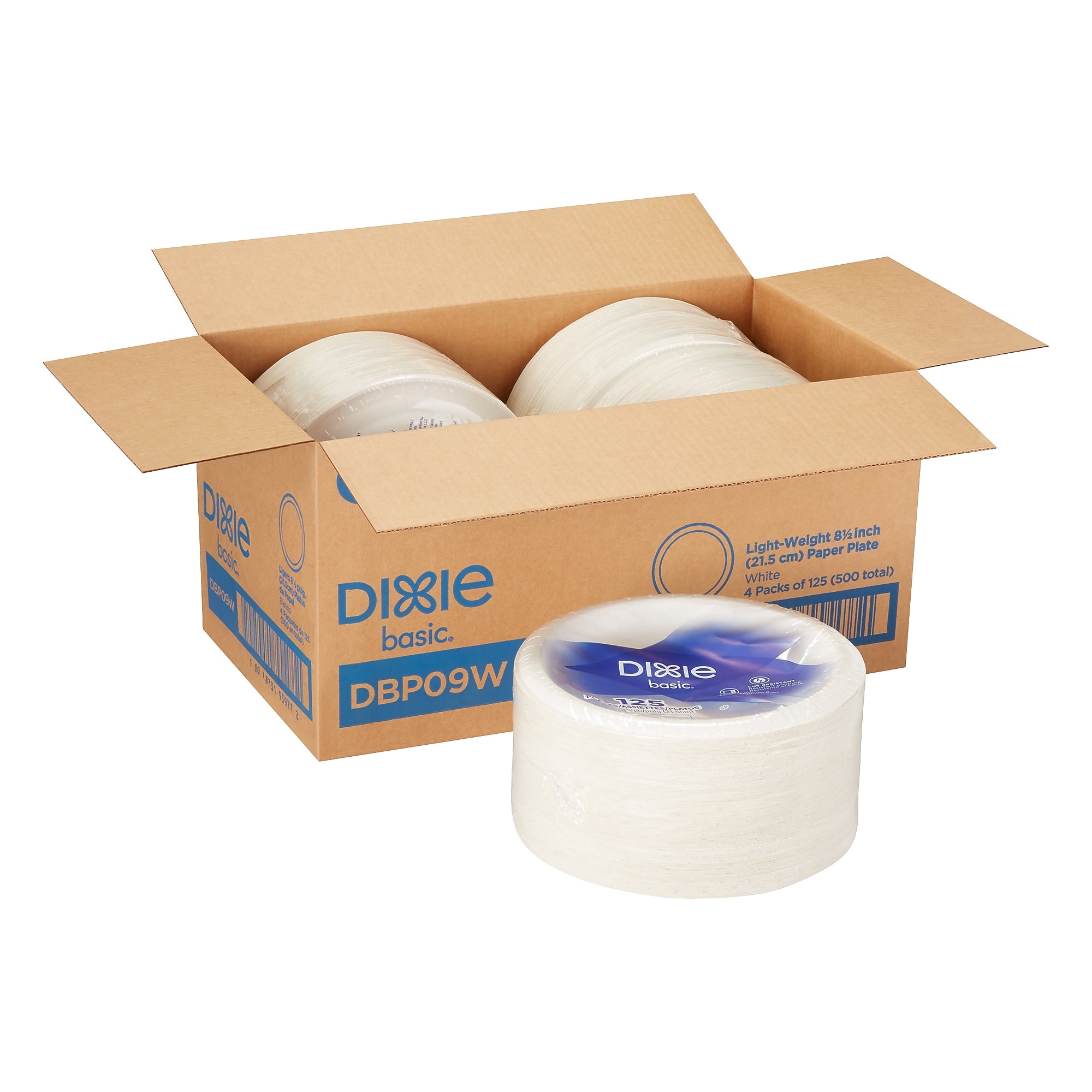 Dixie Basic Paper Plates, White, 8.8