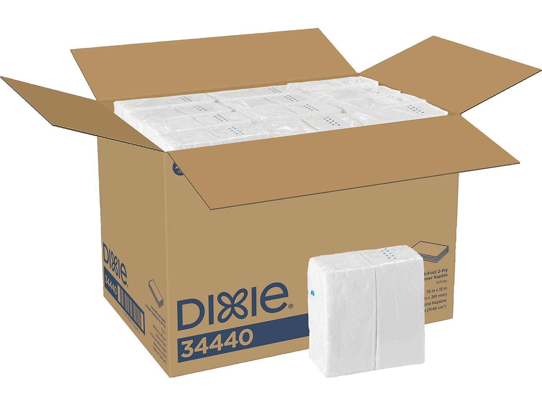 Dixie Dinner Napkin, 2-ply, White, 3024 Napkins/Pack