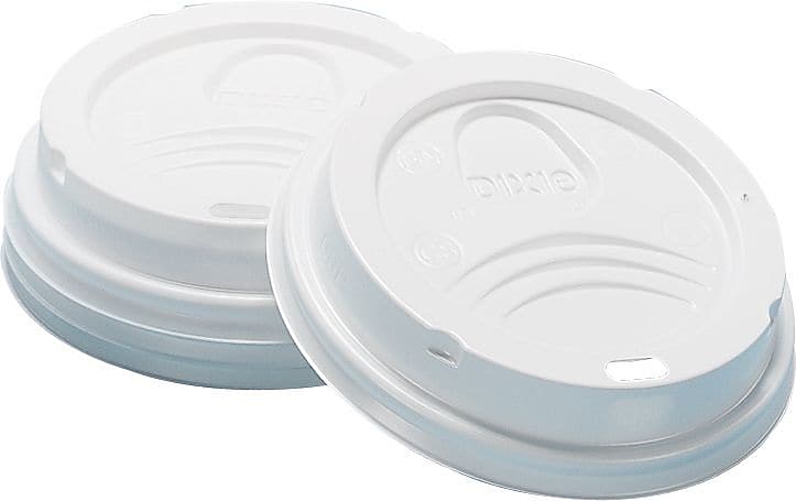 Dixie Dome Plastic Hot Cup Lid, 10-20 oz., White, 50/Pack