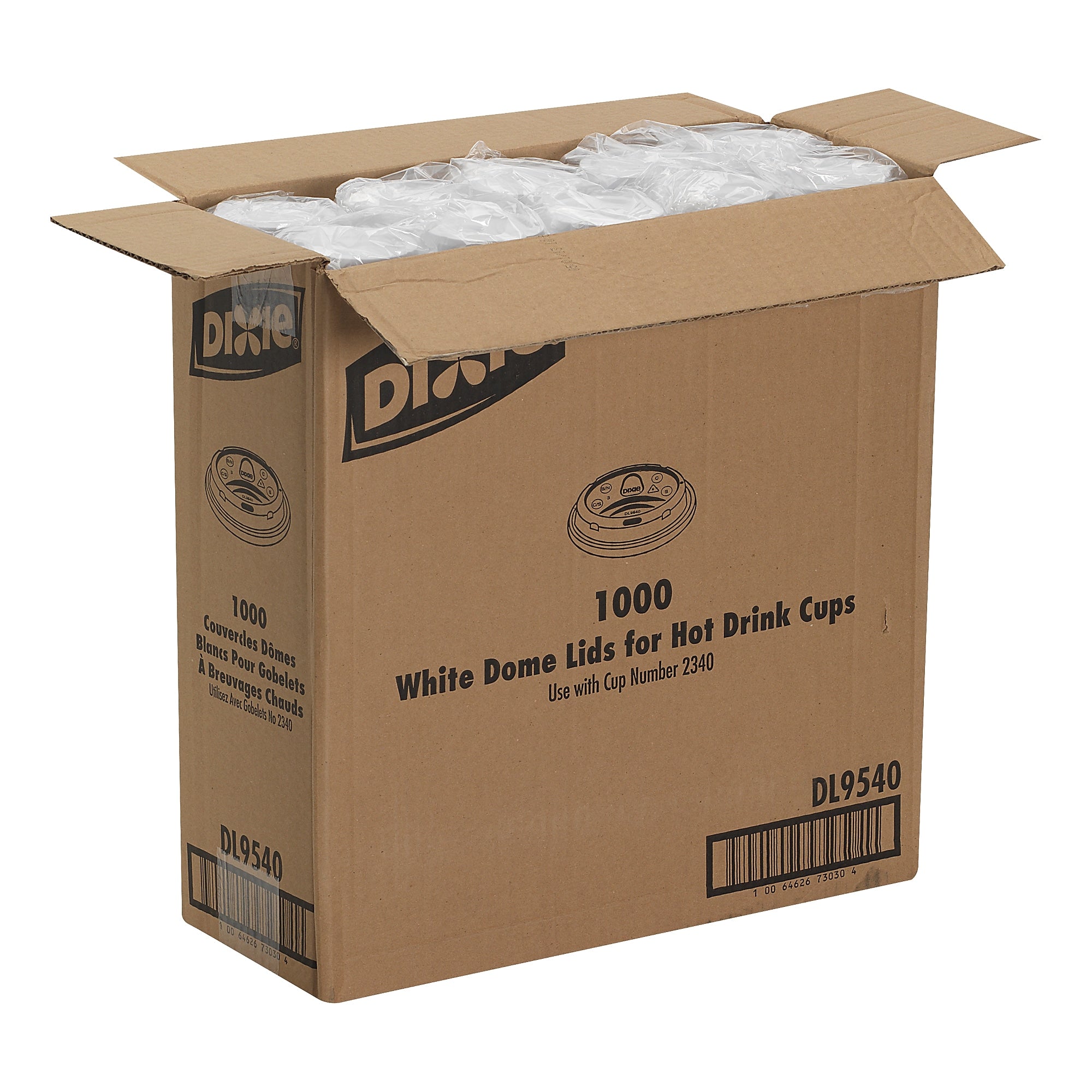 Dixie Dome Plastic Hot Cup Lids, 10 oz., White, 1000/Carton