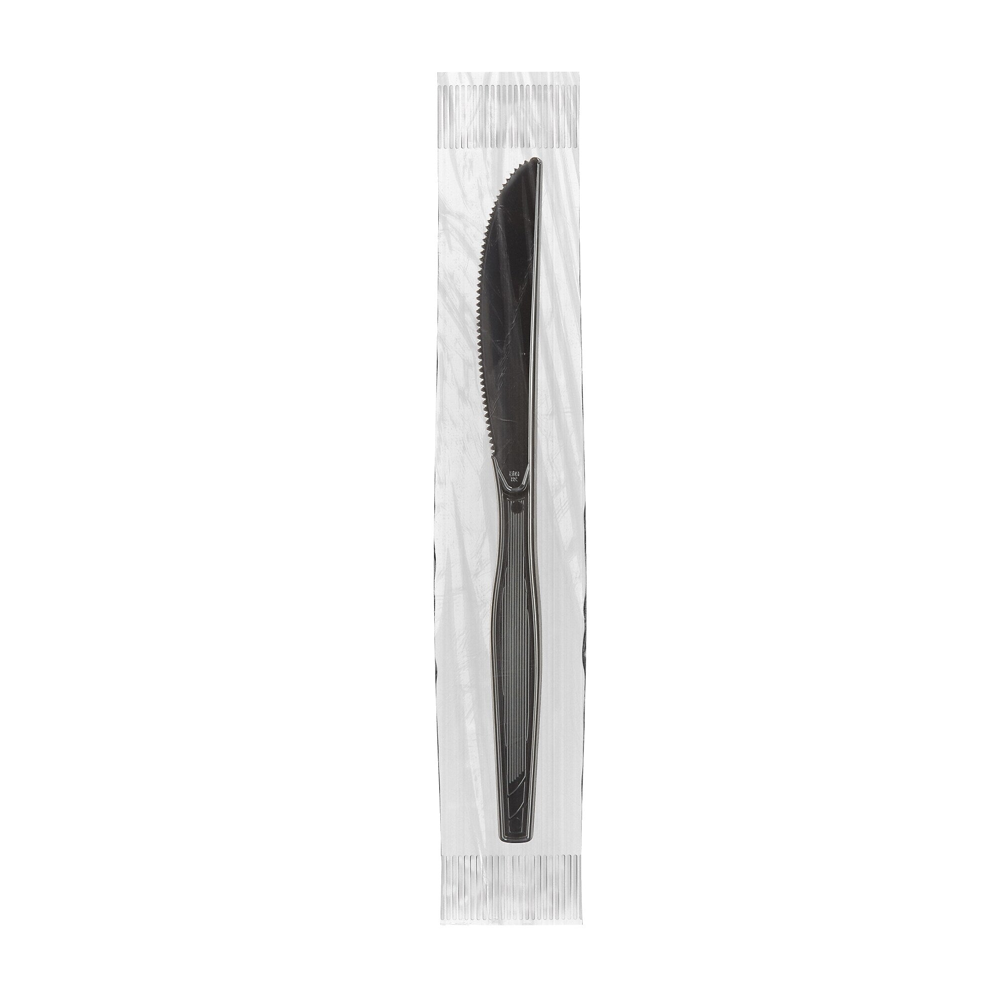 Dixie Grab 'N Go Individually Wrapped Knife, Medium-Weight, Dispenser Box, Black, 90/Pack