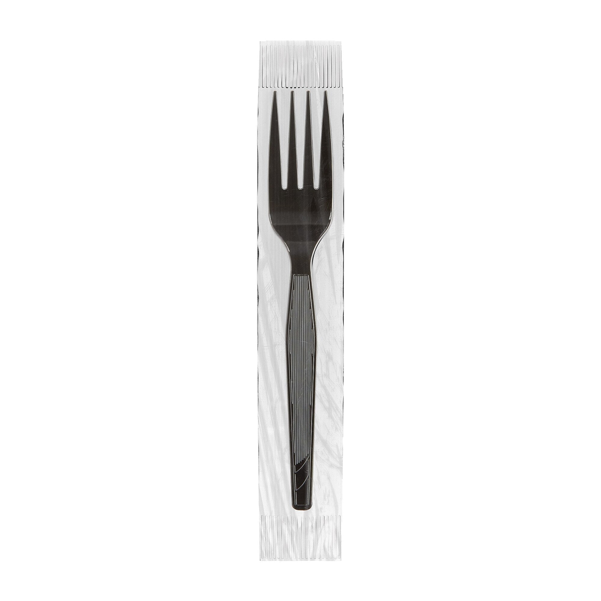 Dixie Grab 'N Go Individually Wrapped Medium-Weight Fork, Dispenser Box, Black, 90/Pack