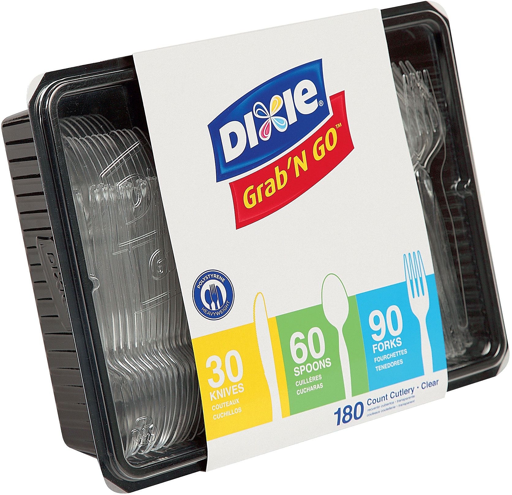 Dixie Grab'N Go Plastic Assorted Cutlery Keeper, Heavy-Weight, Clear, 180/Pack