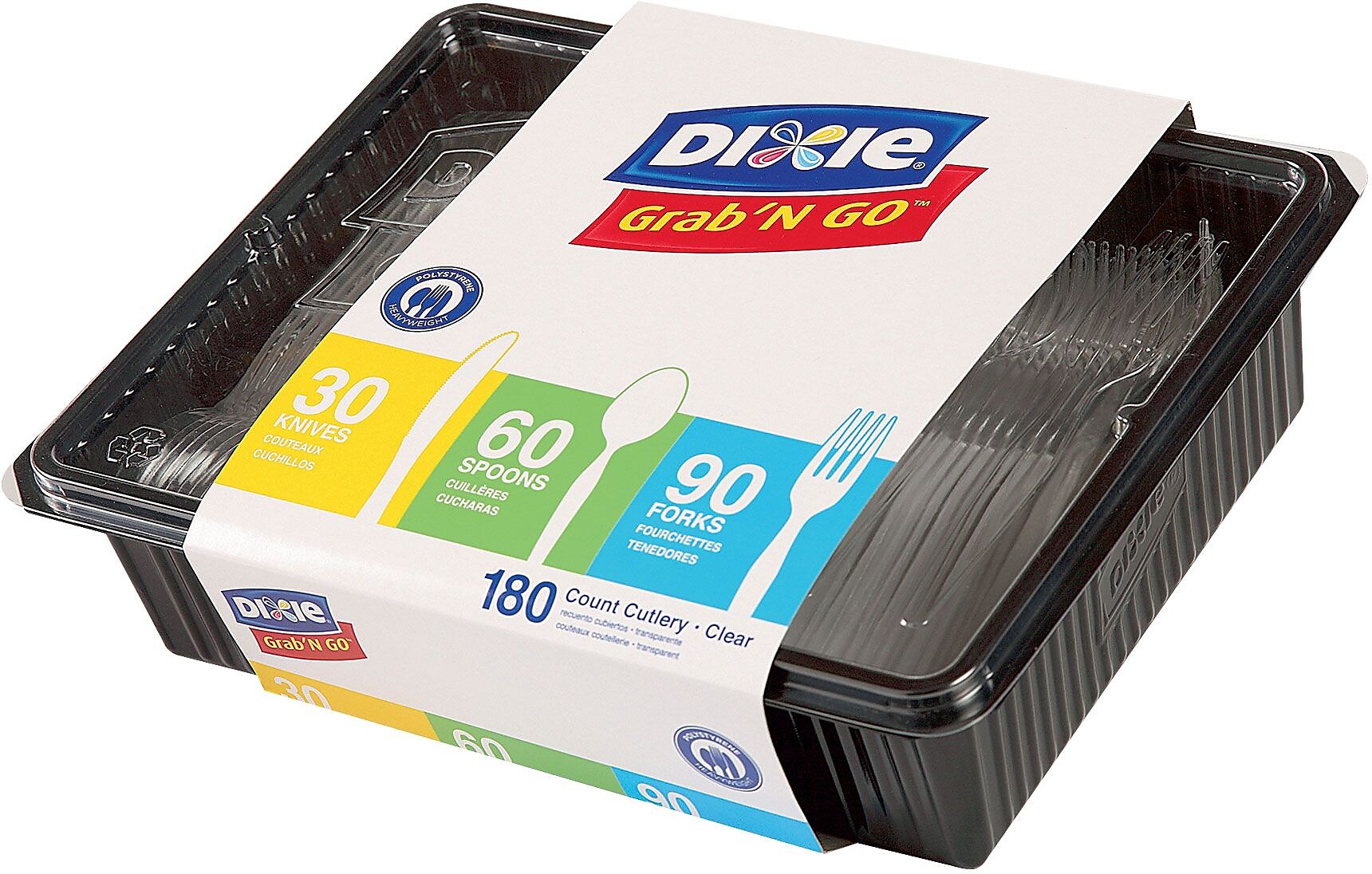 Dixie Grab'N Go Plastic Assorted Cutlery Keeper, Heavy-Weight, Clear, 180/Pack