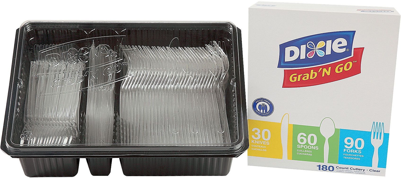 Dixie Grab'N Go Plastic Assorted Cutlery Keeper, Heavy-Weight, Clear, 180/Pack