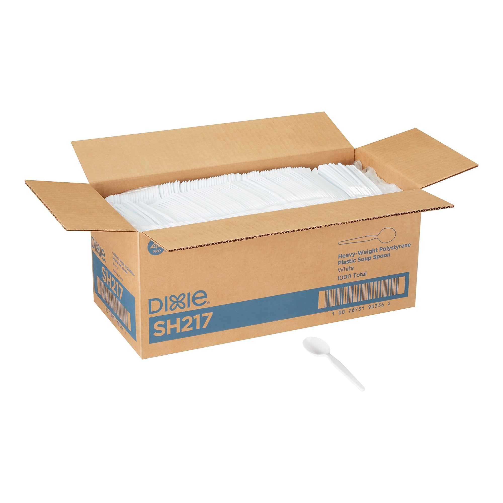 Dixie Heavy-Weight Polystyrene Plastic Soup Spoons by GP PRO, White, 1000/Carton