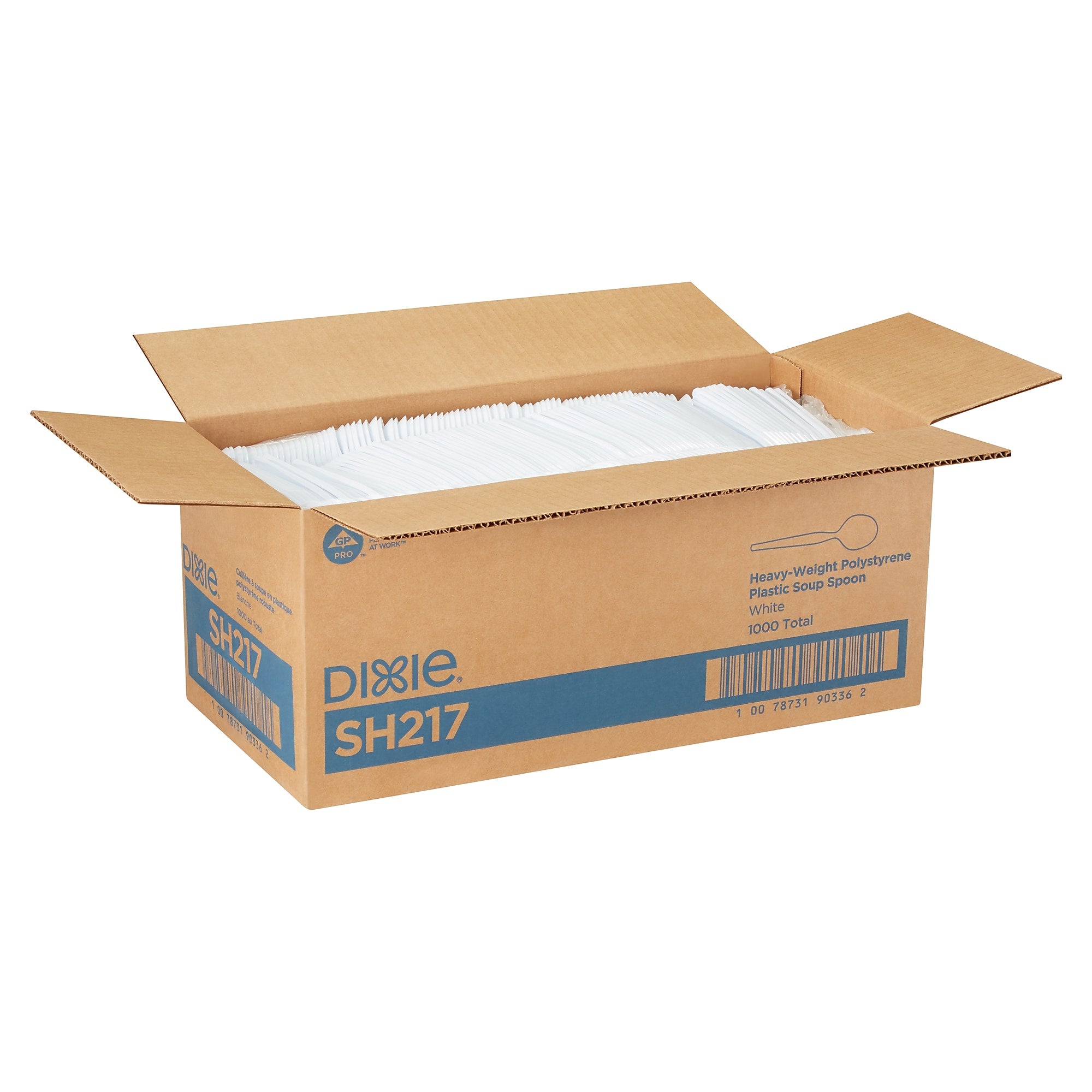 Dixie Heavy-Weight Polystyrene Plastic Soup Spoons by GP PRO, White, 1000/Carton