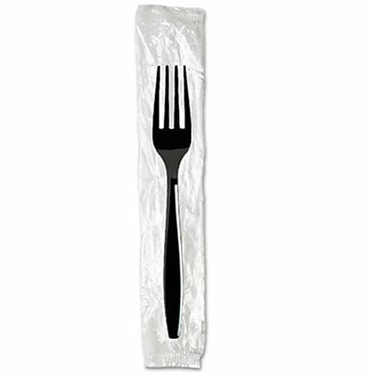 Dixie Individually Wrapped Plastic Fork, Heavy-Weight, Black, 1000/Carton