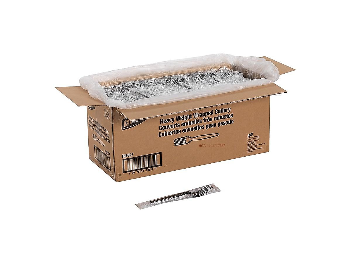 Dixie Individually Wrapped Plastic Fork, Heavy-Weight, Black, 1000/Carton