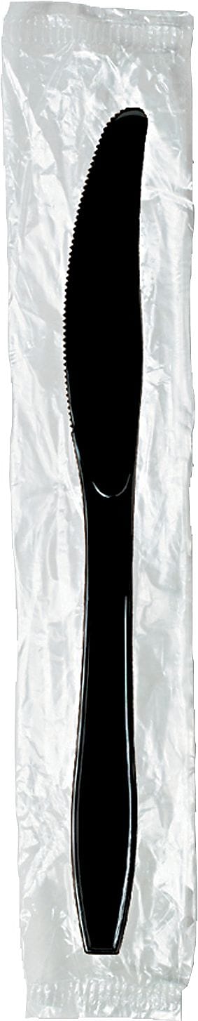 Dixie Individually Wrapped Plastic Knife, Heavy-Weight, Black, 1000/Carton