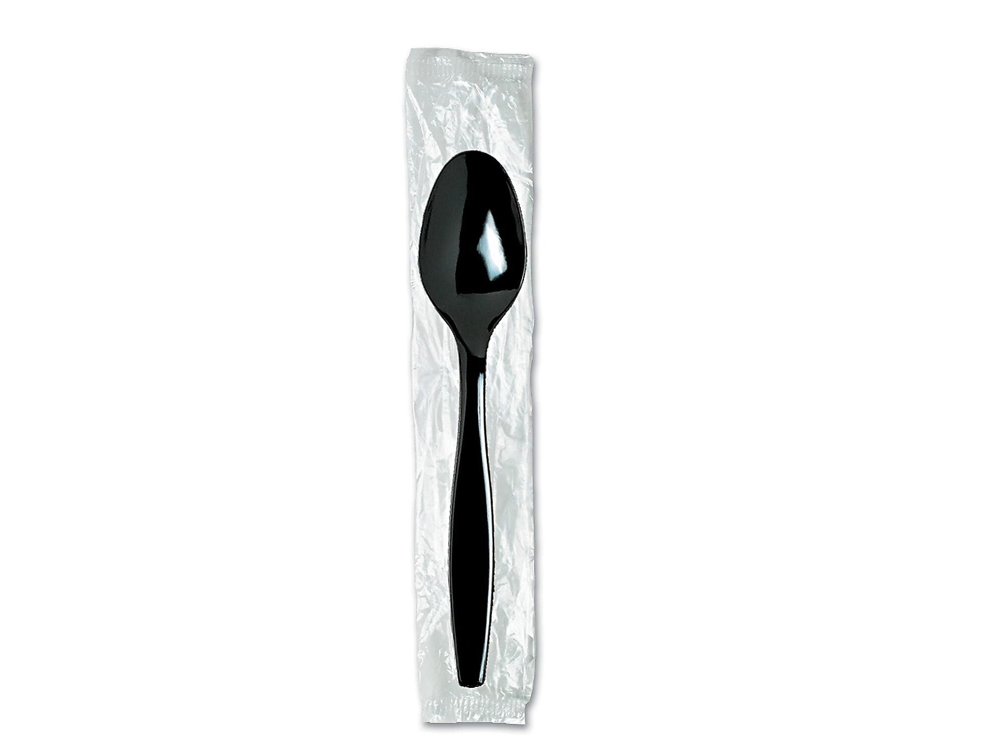 Dixie Individually Wrapped Plastic Teaspoon, Heavy-Weight, Black, 1000/Carton