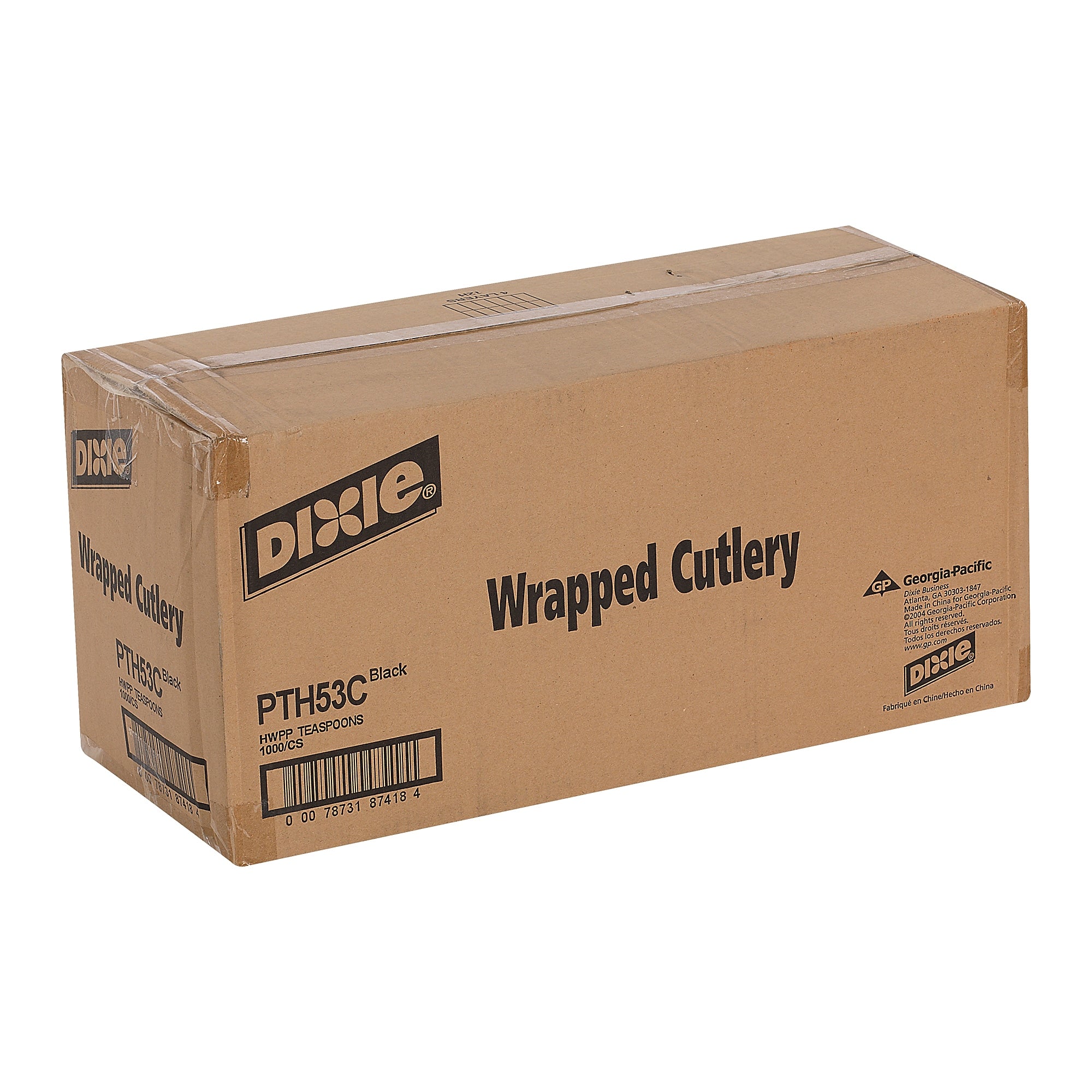 Dixie Individually Wrapped Plastic Teaspoon, Heavy-Weight, Black, 1000/Carton