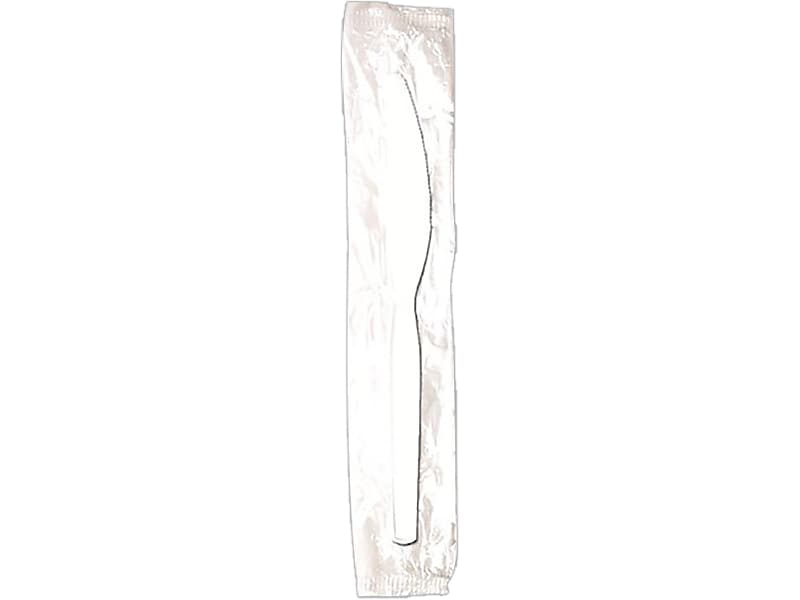 Dixie Individually Wrapped Polystyrene Knife, Medium-Weight, White, 1000/Carton