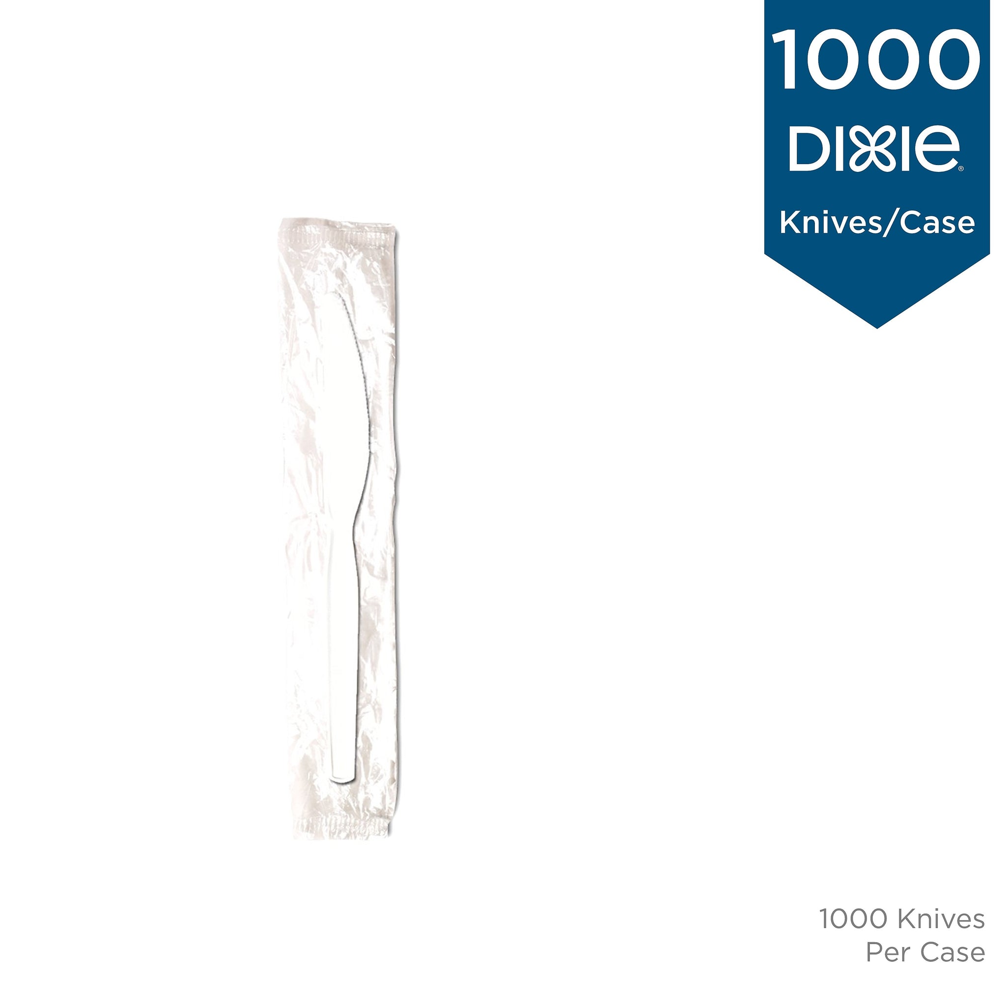 Dixie Individually Wrapped Polystyrene Knife, Medium-Weight, White, 1000/Carton
