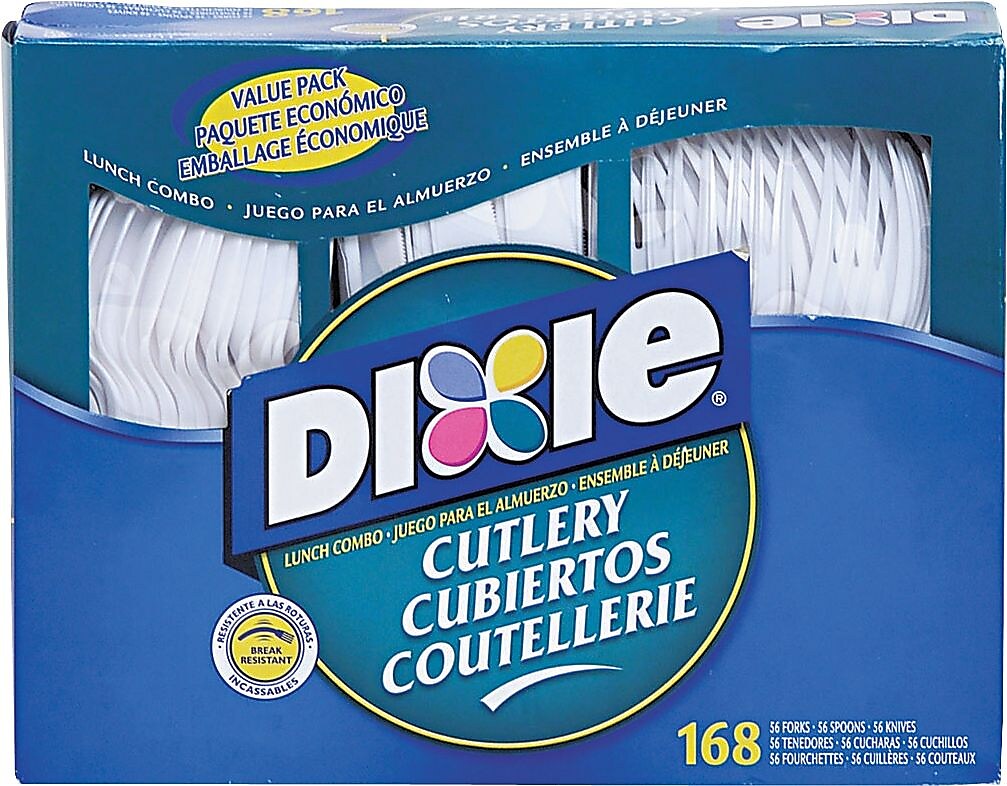 Dixie Lunch Combo Plastic Assorted Cutlery Box, White, 168/Box
