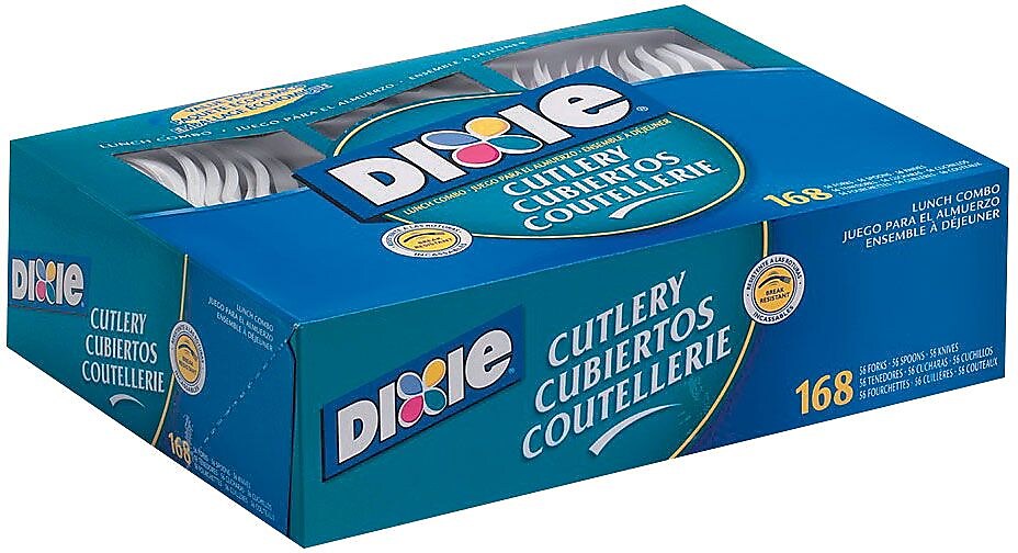 Dixie Lunch Combo Plastic Assorted Cutlery Box, White, 168/Box