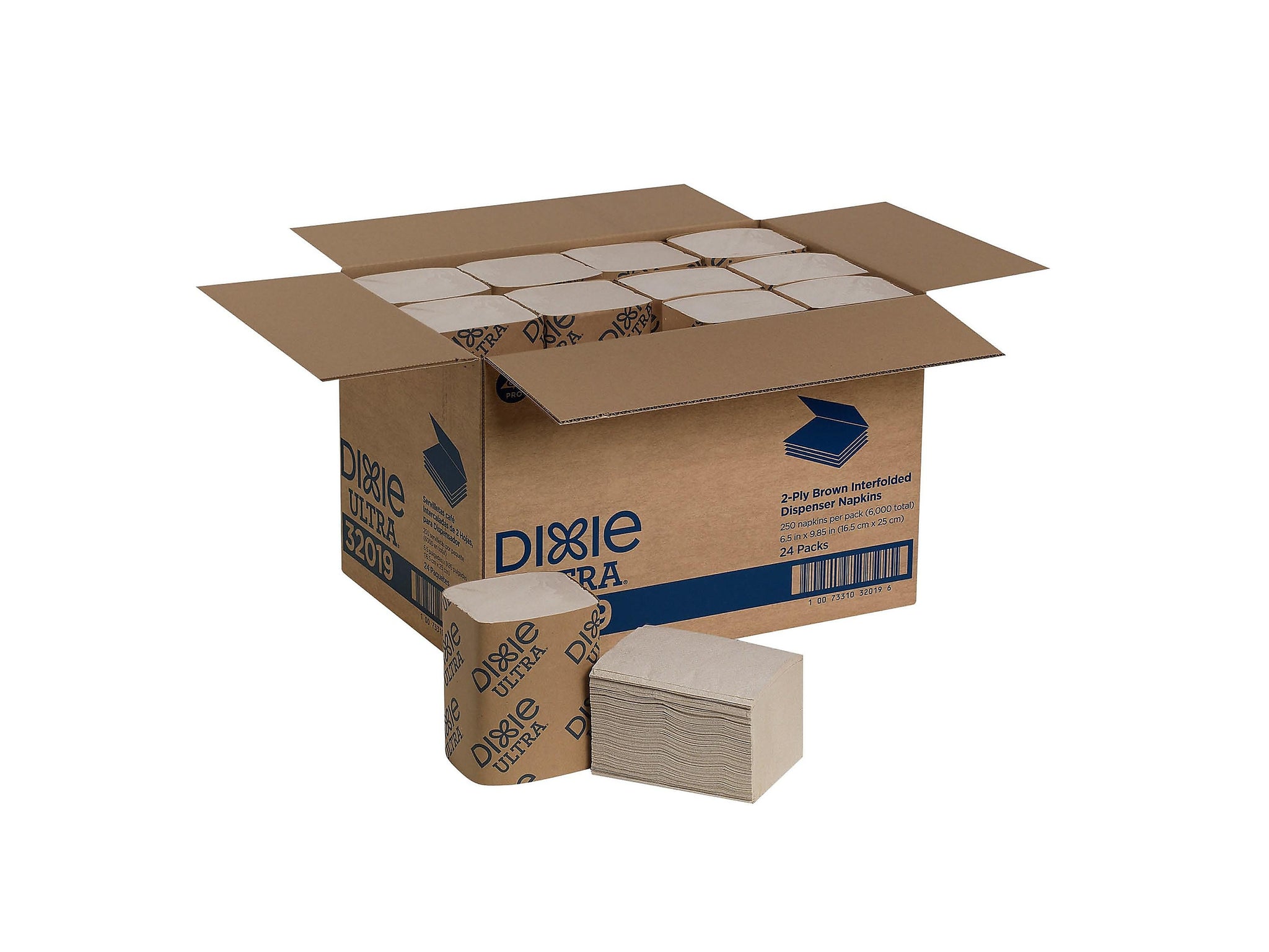 Dixie Lunch Napkin, 2-ply, Brown, 250 Napkins/Pack, 24/Carton