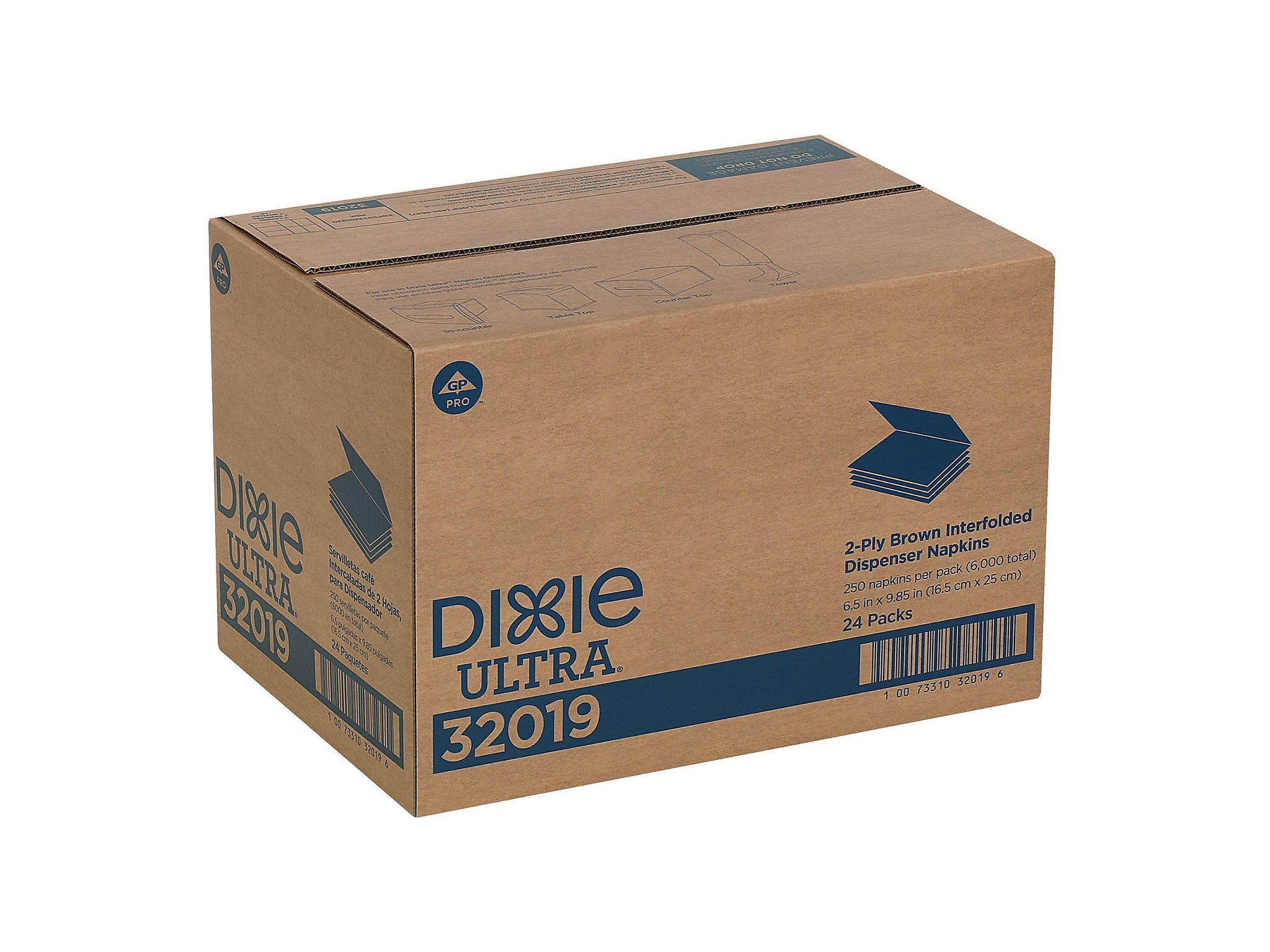 Dixie Lunch Napkin, 2-ply, Brown, 250 Napkins/Pack, 24/Carton