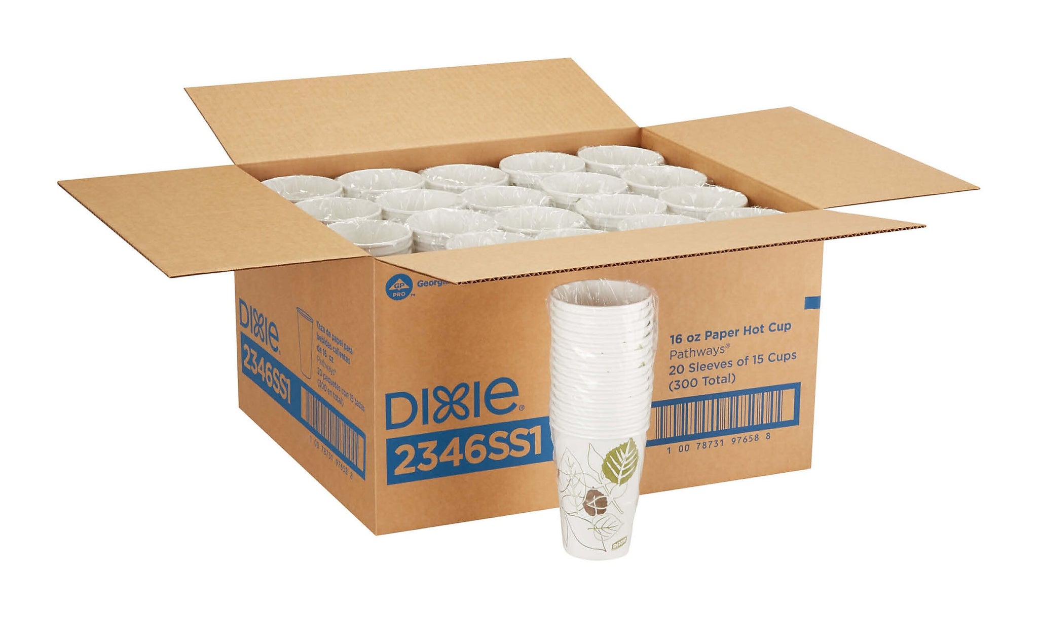 Dixie Pathways Paper Hot Cups, 16 oz., 300/Carton