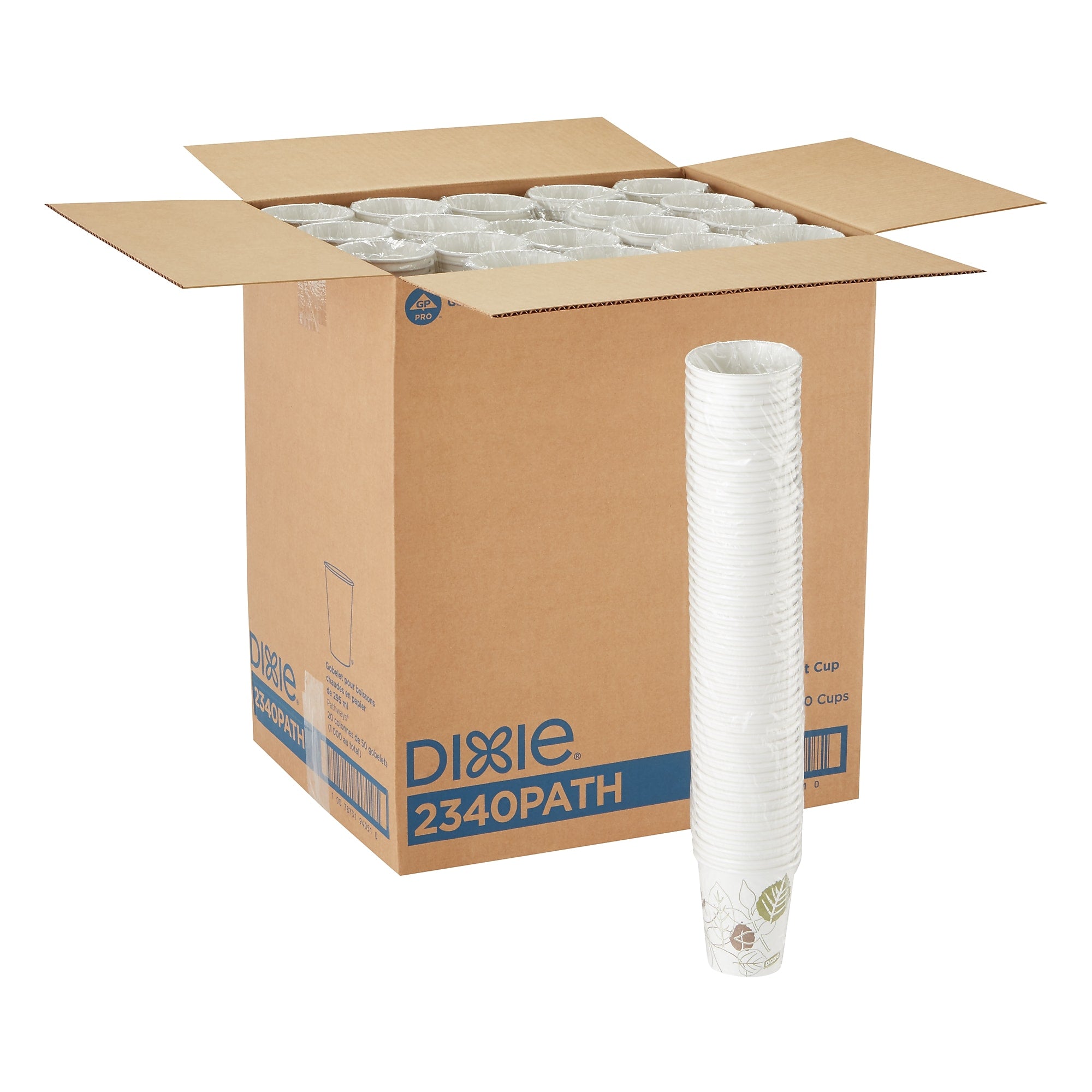 Dixie Pathways Poly Paper Hot Cups, 10 oz., White, 1000/Carton