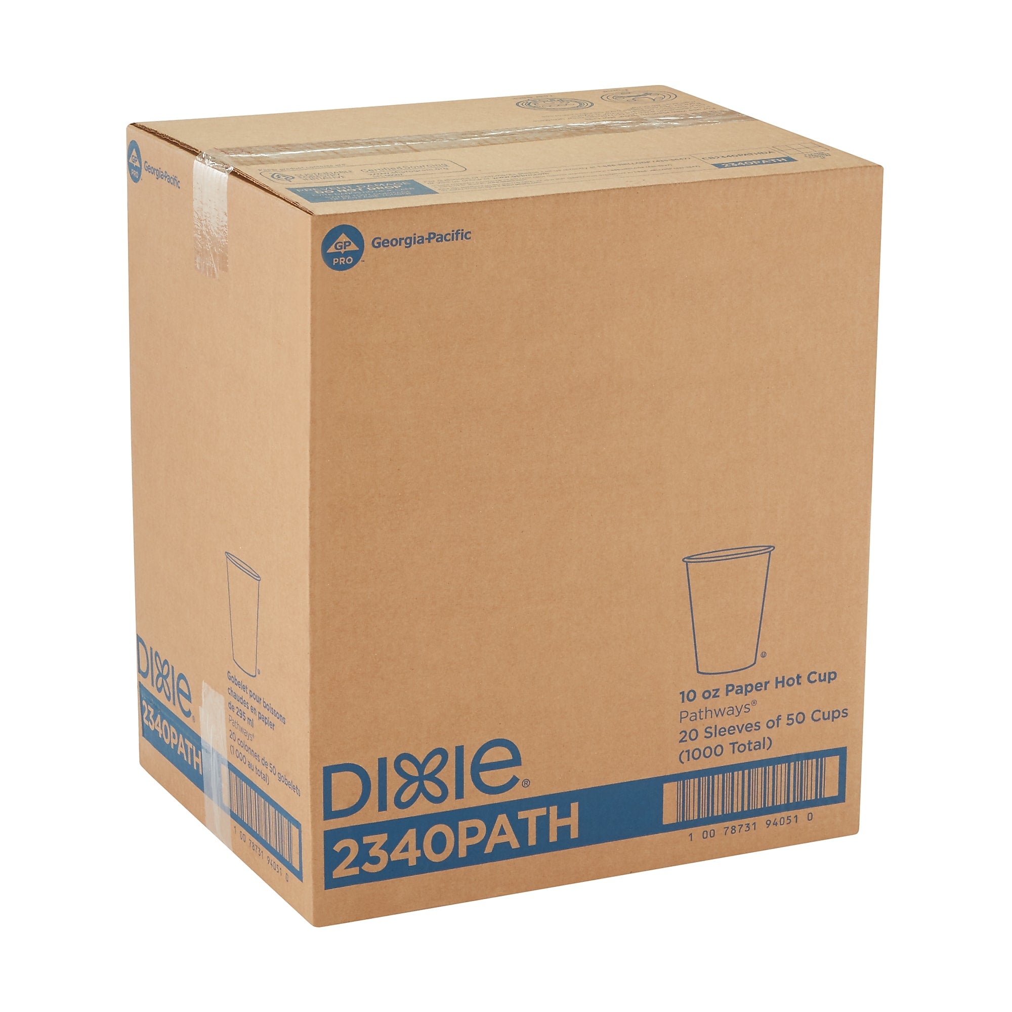 Dixie Pathways Poly Paper Hot Cups, 10 oz., White, 1000/Carton
