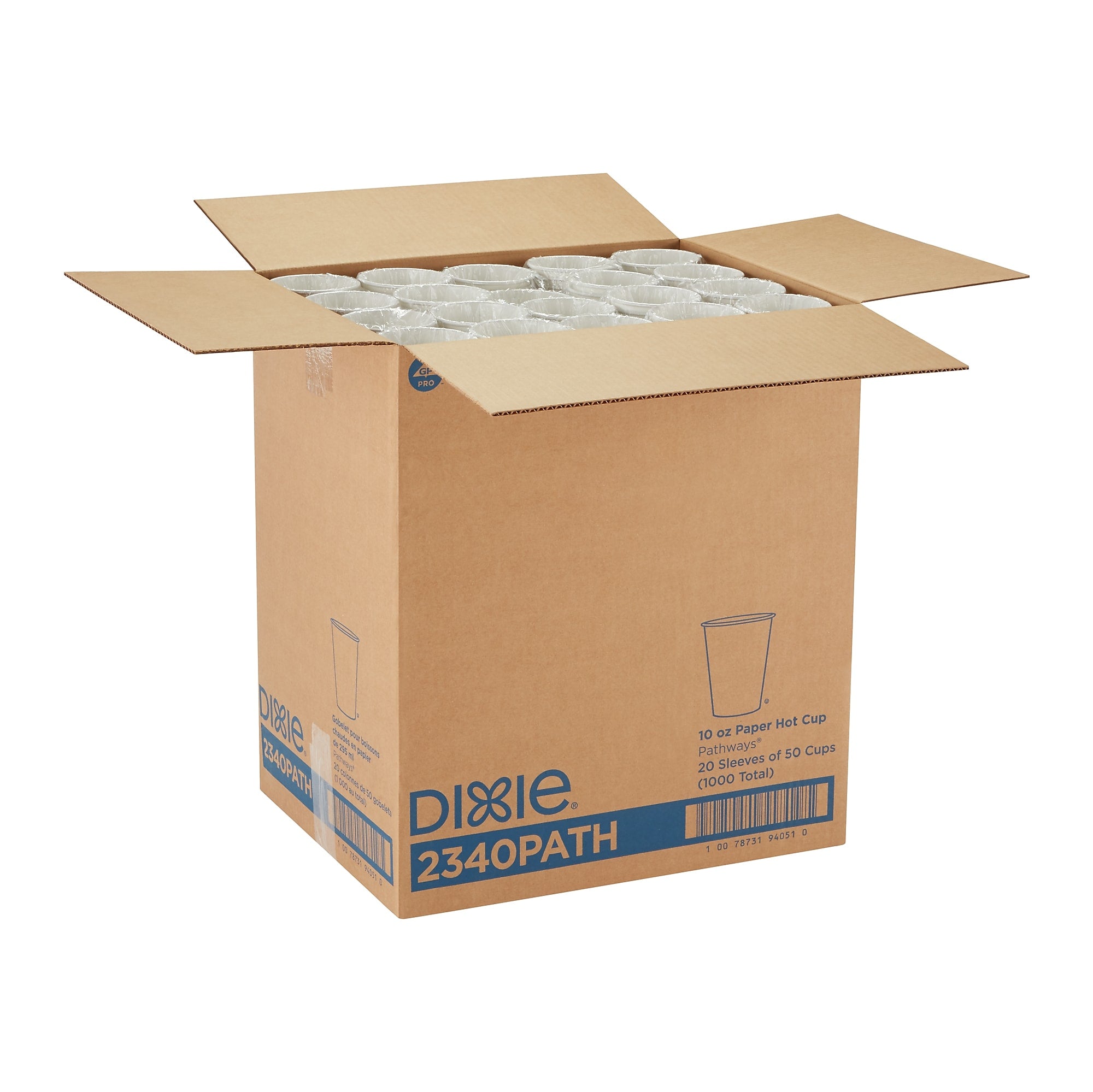 Dixie Pathways Poly Paper Hot Cups, 10 oz., White, 1000/Carton