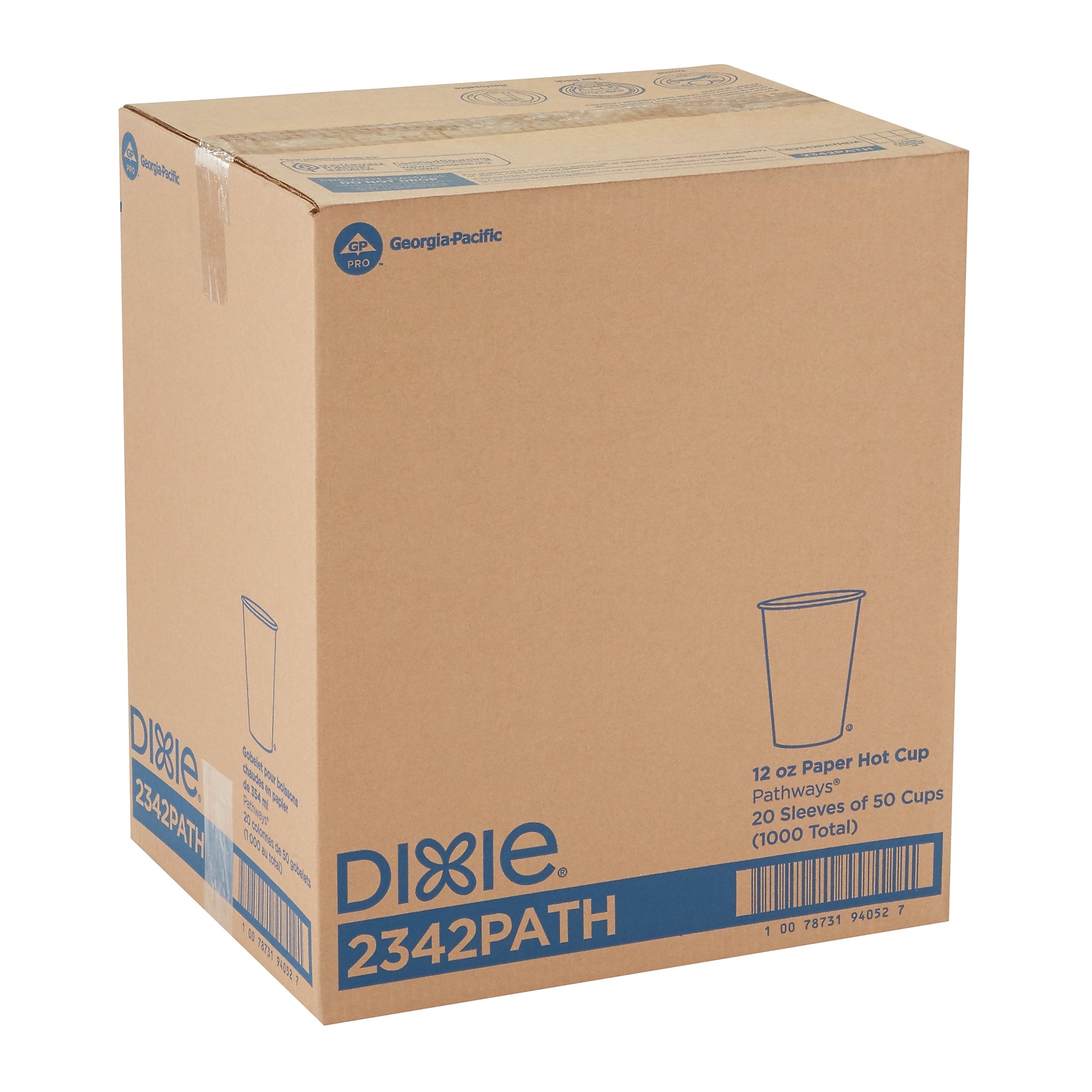 Dixie Pathways Poly Paper Hot Cups, 12 oz., White, 1000/Carton