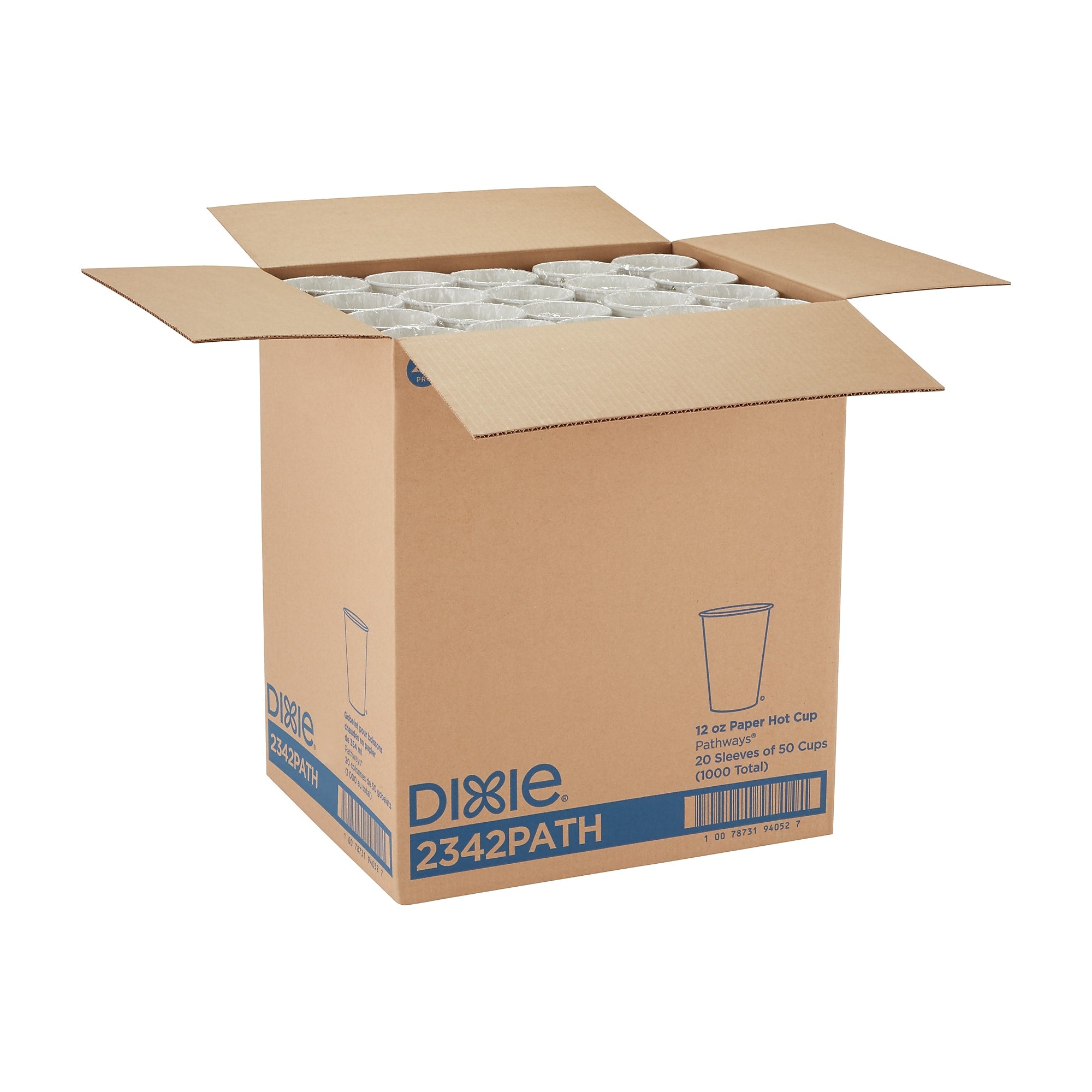 Dixie Pathways Poly Paper Hot Cups, 12 oz., White, 1000/Carton