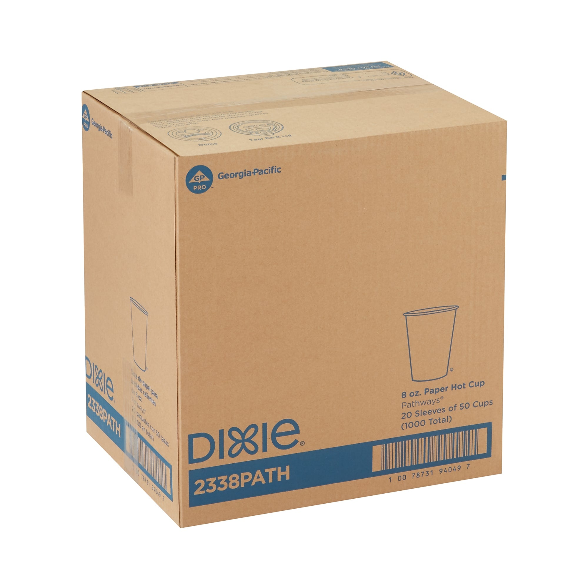 Dixie Pathways Poly Paper Hot Cups, 8 oz., White, 1000/Carton