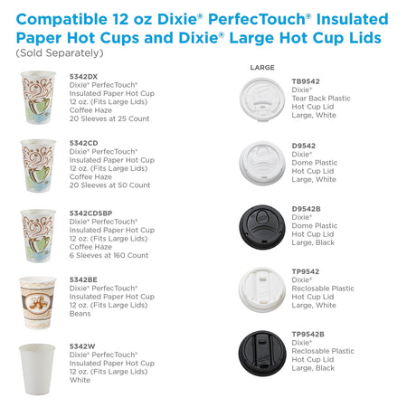 Dixie PerfecTouch Insulated Paper Hot Cup, 12 Oz., Coffee Haze, 160/Pack