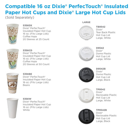 Dixie PerfecTouch Insulated Paper Hot Cups, 16 oz., Coffee Haze, 50/Pack