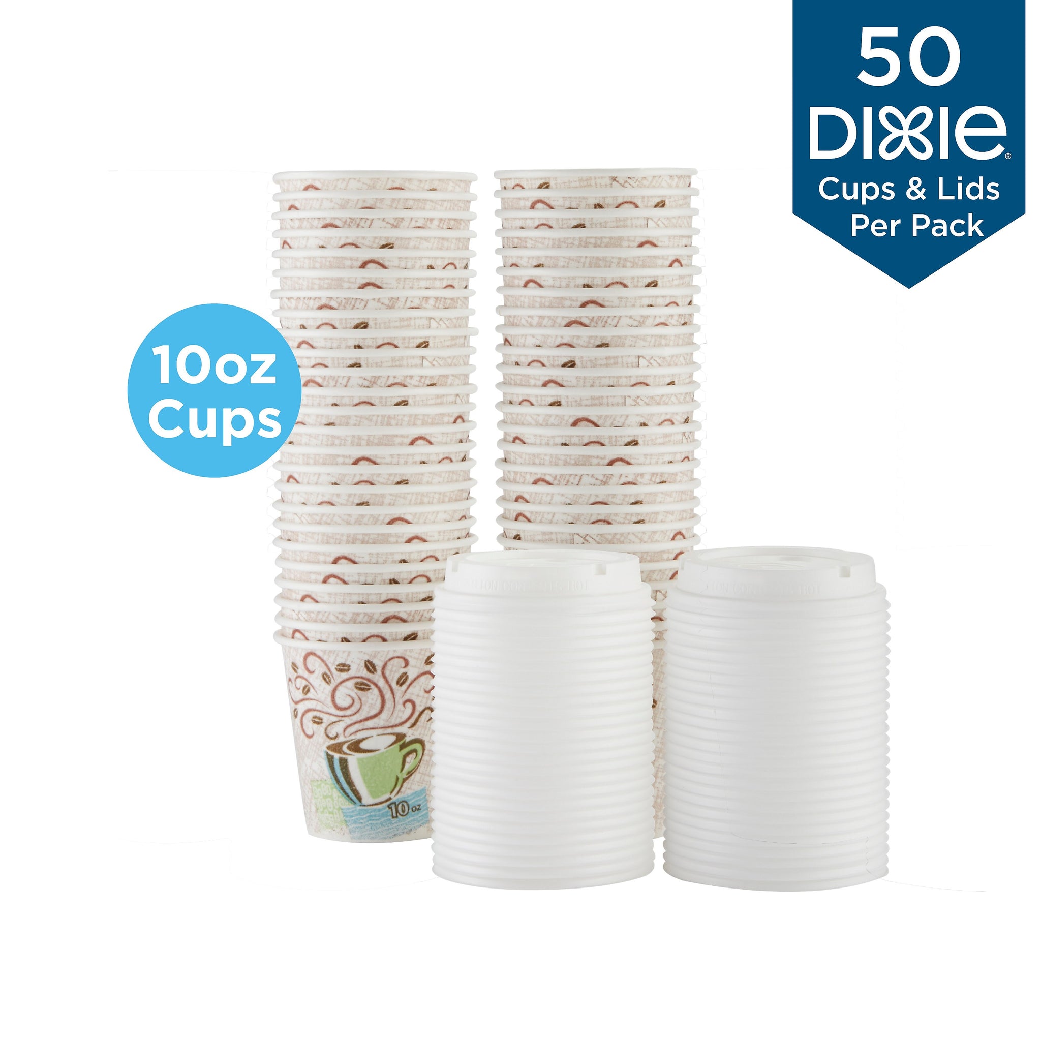 Dixie PerfecTouch WiseSize Insulated Paper Cup & Lid Combo, 10 oz., White, 50/Pack