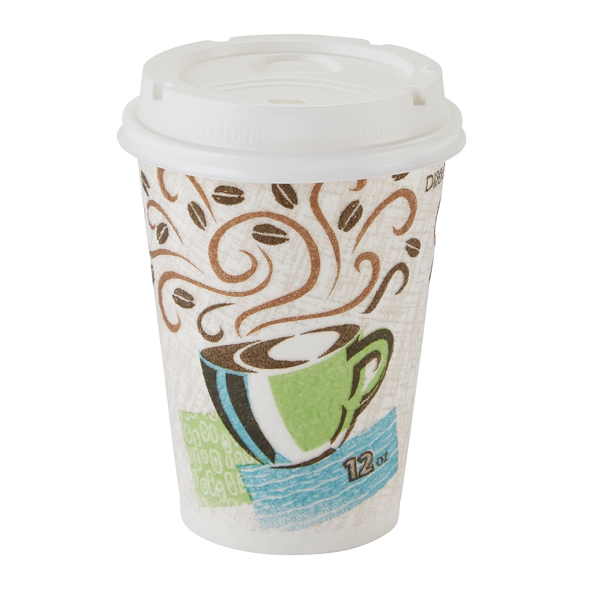 Dixie PerfecTouch WiseSize Paper Cup & Lid Combo, 12 Oz., White, 50/Pack